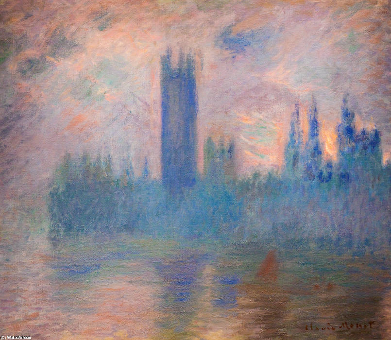 Wikioo.org - The Encyclopedia of Fine Arts - Painting, Artwork by Claude Monet - Houses of Parliament, Westminster