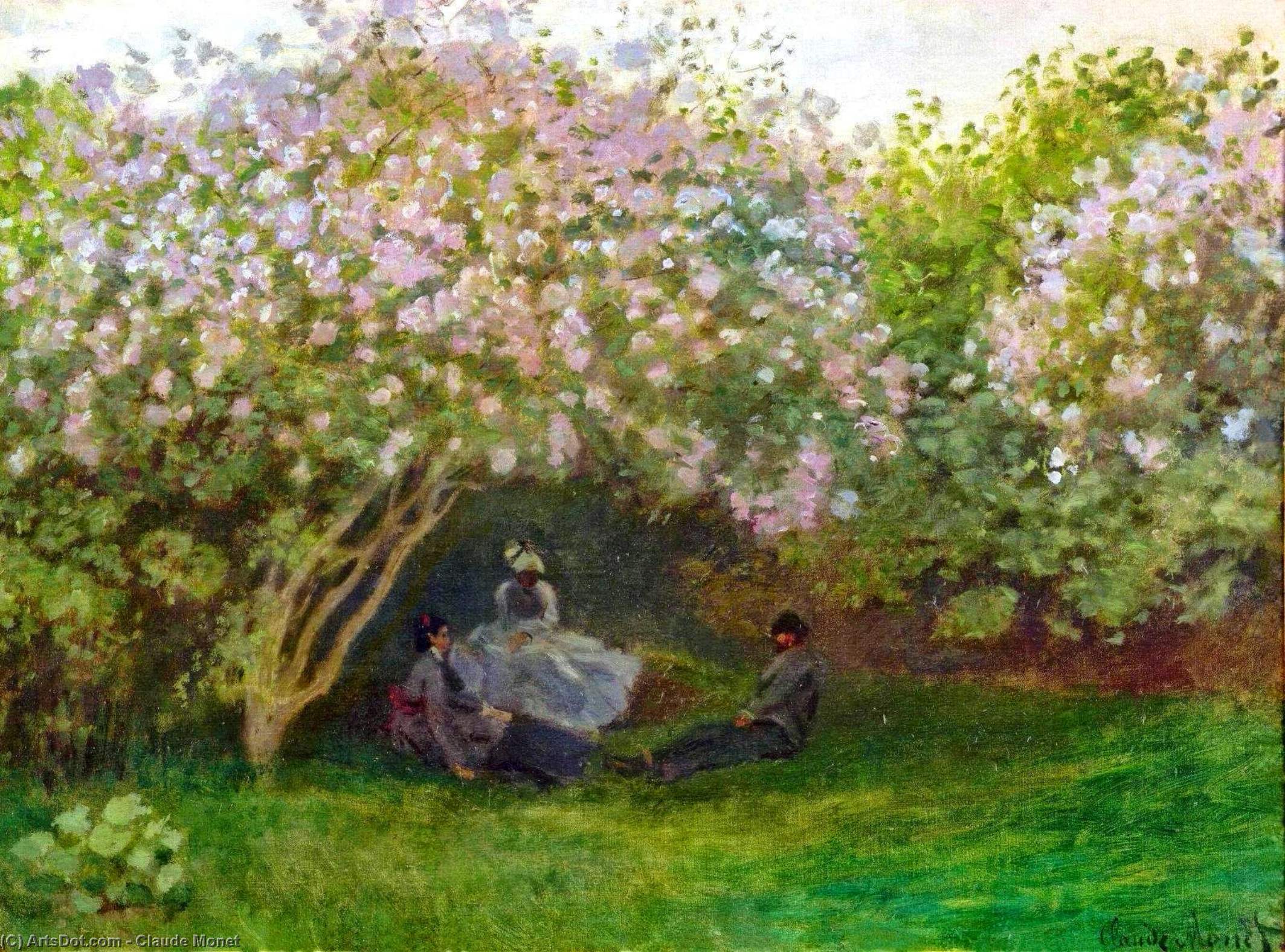 Wikoo.org - موسوعة الفنون الجميلة - اللوحة، العمل الفني Claude Monet - Lilacs, Grey Weather