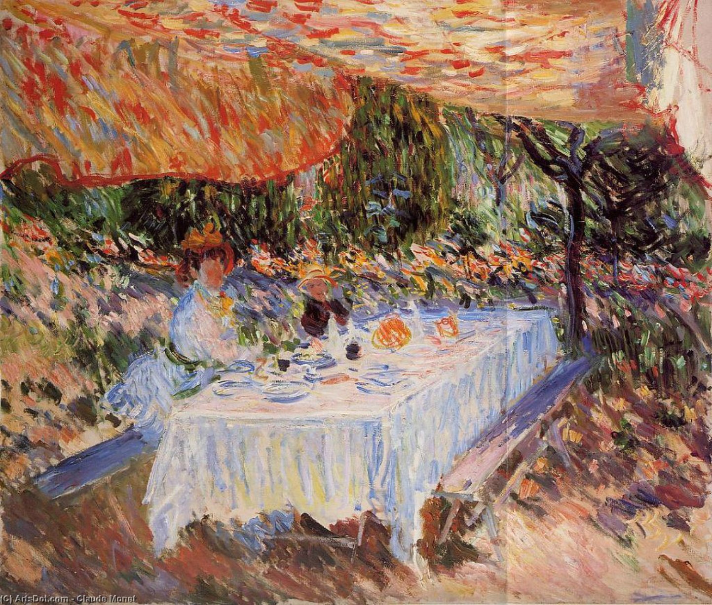 WikiOO.org - Encyclopedia of Fine Arts - Schilderen, Artwork Claude Monet - Luncheon under the Canopy