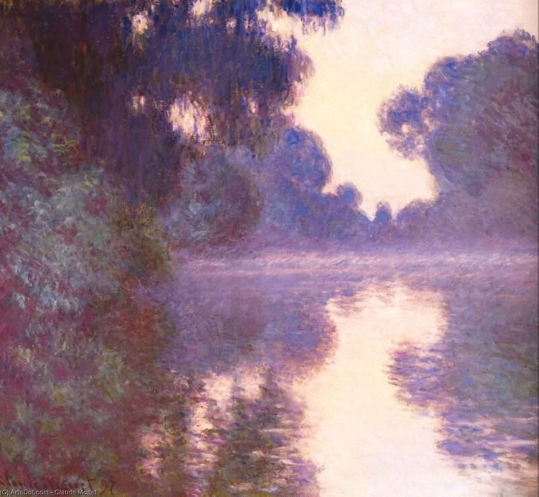 Wikioo.org - The Encyclopedia of Fine Arts - Painting, Artwork by Claude Monet - Misty morning on the Seine blue