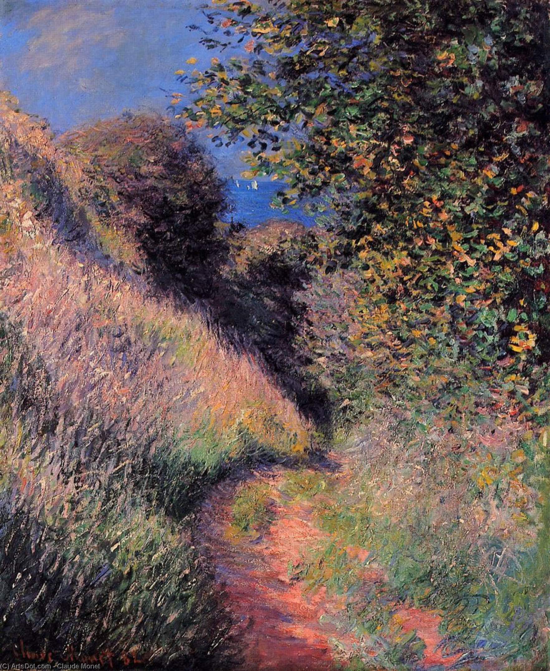 Wikioo.org - สารานุกรมวิจิตรศิลป์ - จิตรกรรม Claude Monet - Path at Pourville