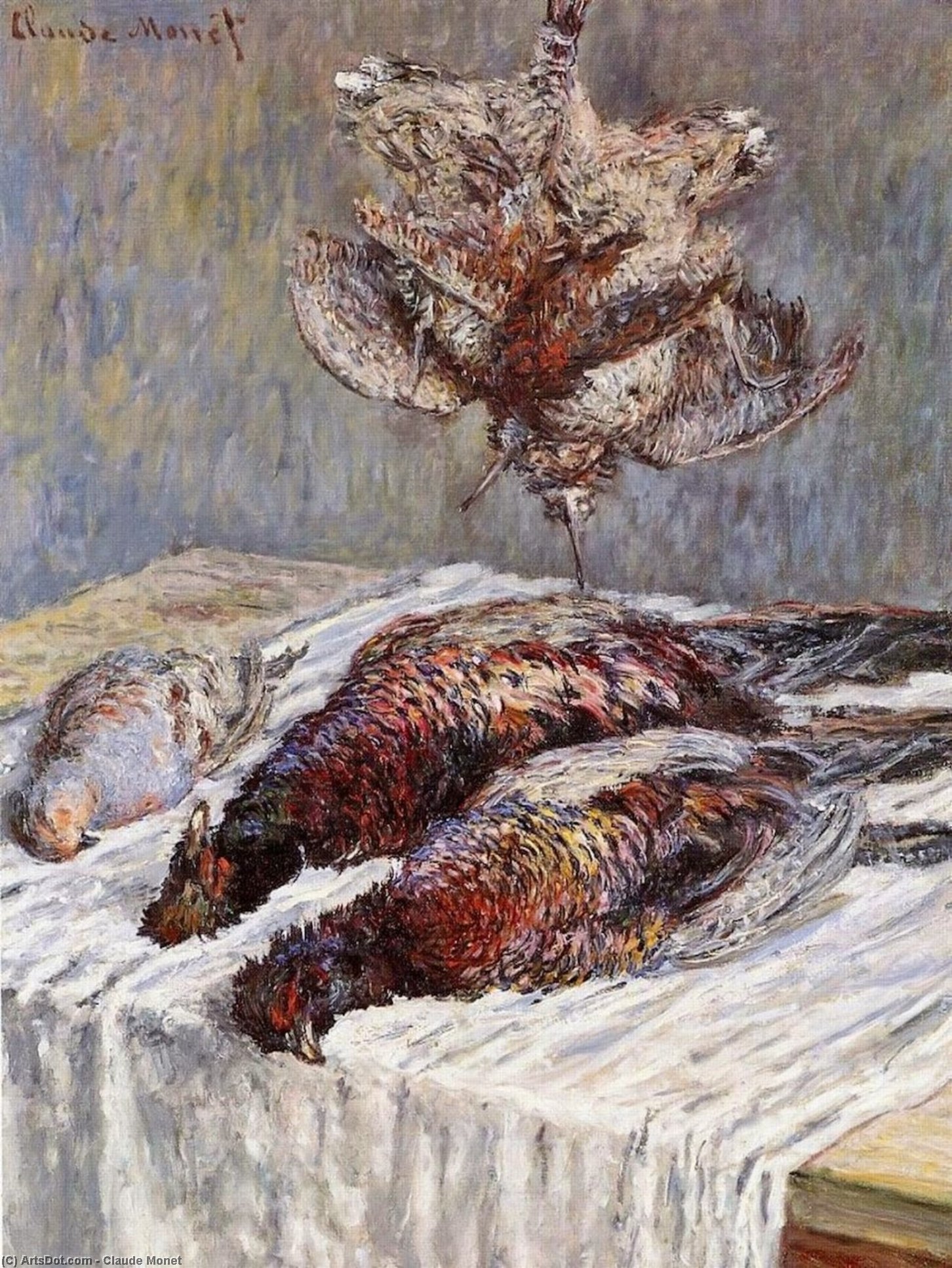 Wikoo.org - موسوعة الفنون الجميلة - اللوحة، العمل الفني Claude Monet - Pheasants, Woodcocks and Partridges