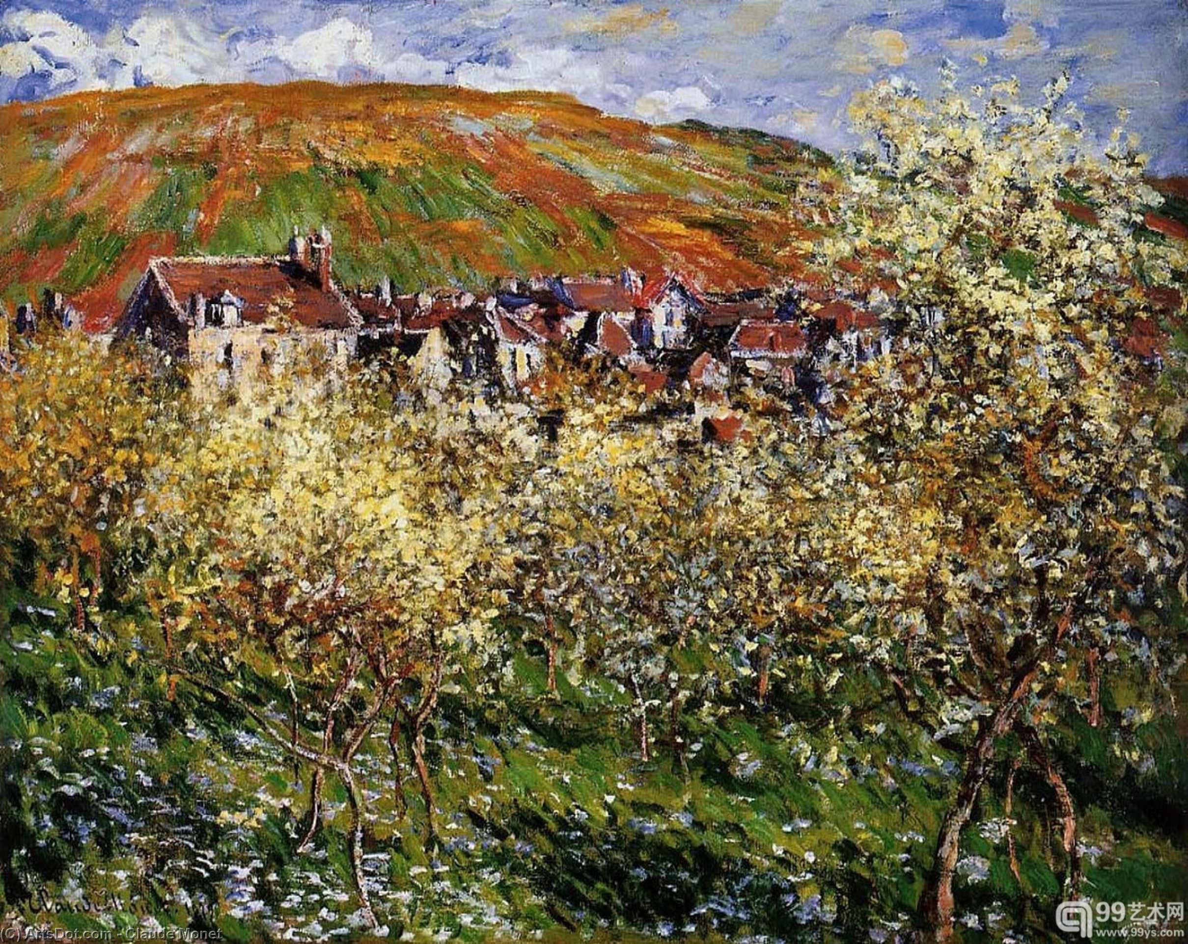 Wikioo.org – L'Encyclopédie des Beaux Arts - Peinture, Oeuvre de Claude Monet - Pruniers en fleurs à Vétheuil
