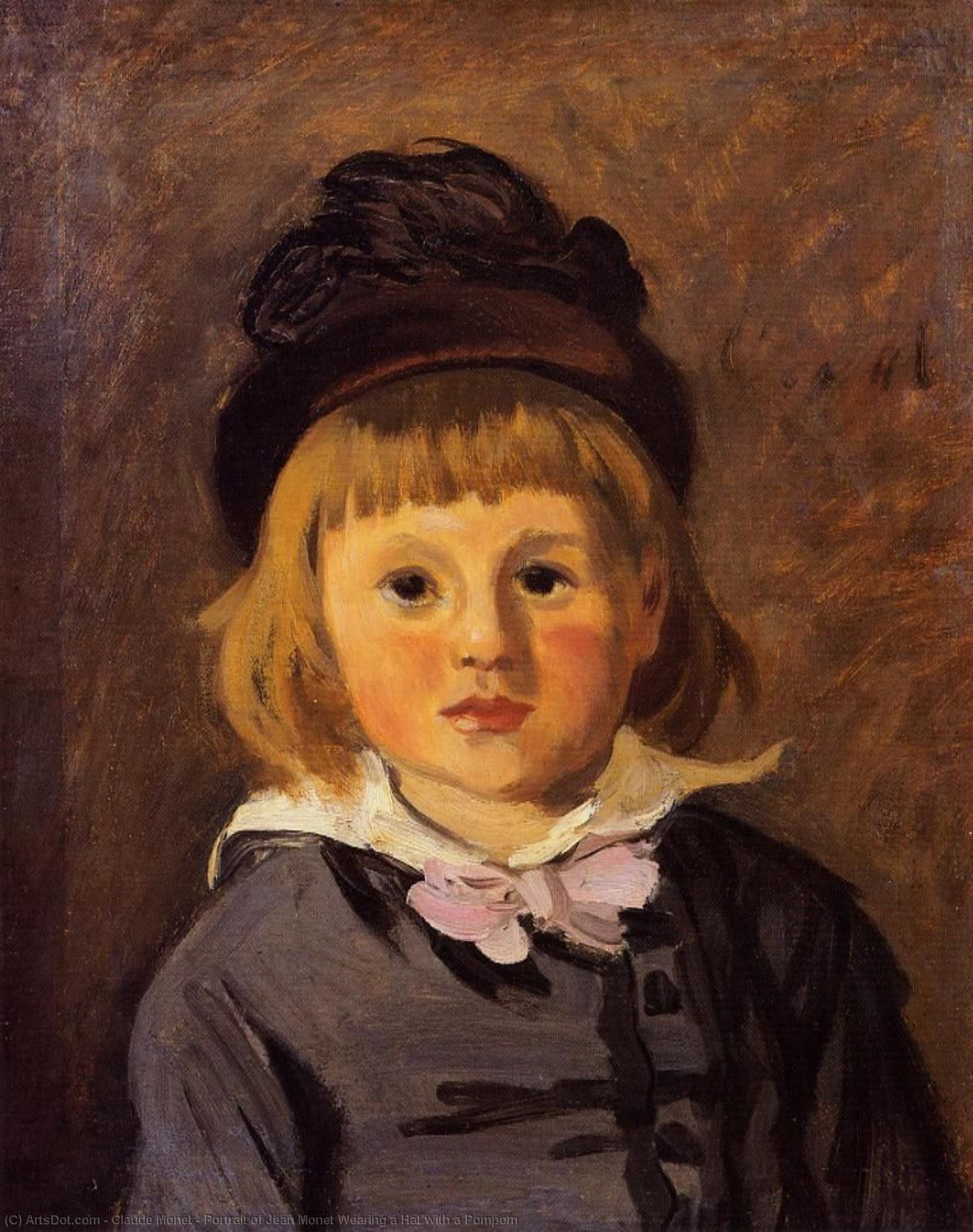 Wikioo.org - The Encyclopedia of Fine Arts - Painting, Artwork by Claude Monet - Portrait of Jean Monet Wearing a Hat with a Pompom