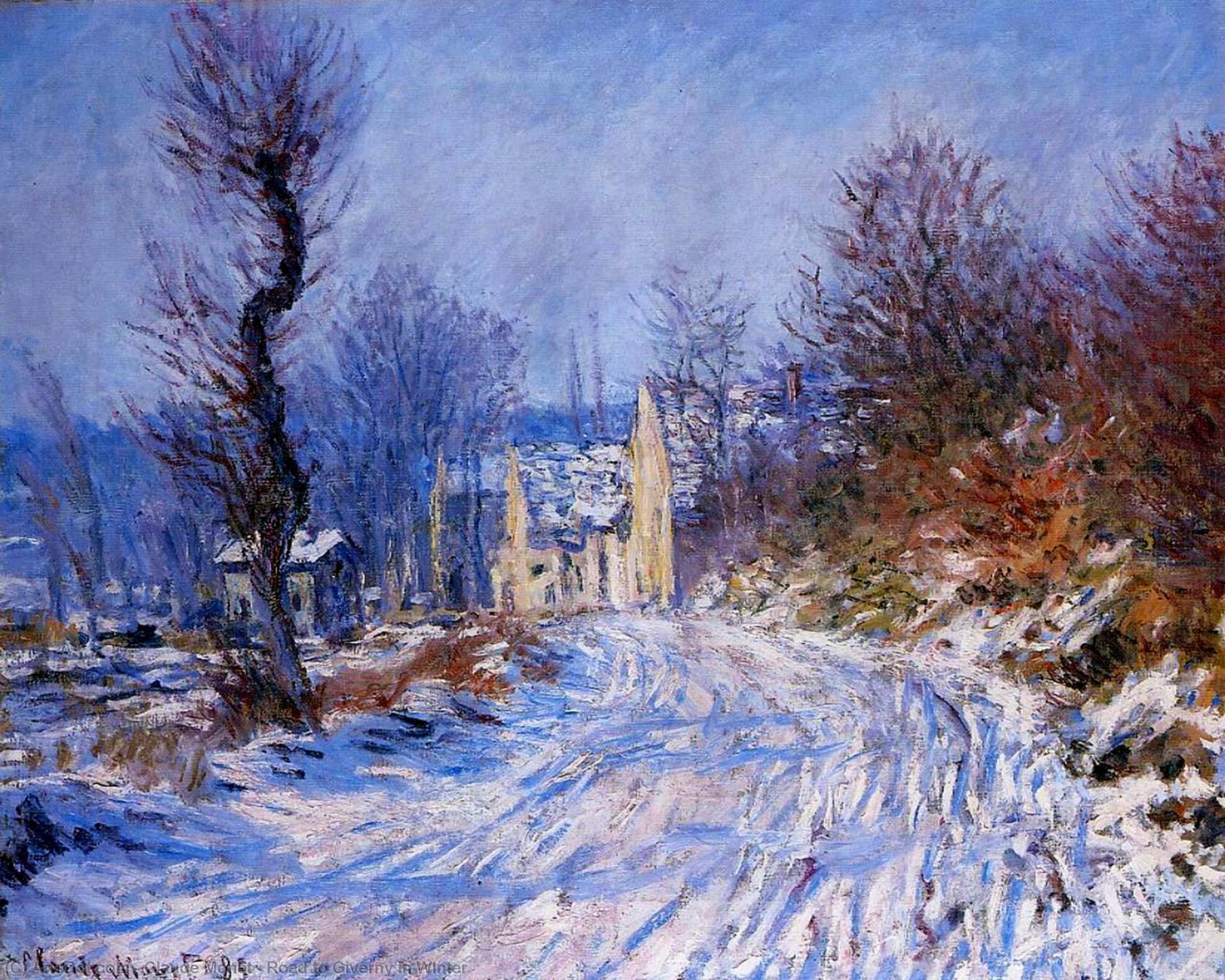 WikiOO.org - Enciclopedia of Fine Arts - Pictura, lucrări de artă Claude Monet - Road to Giverny in Winter