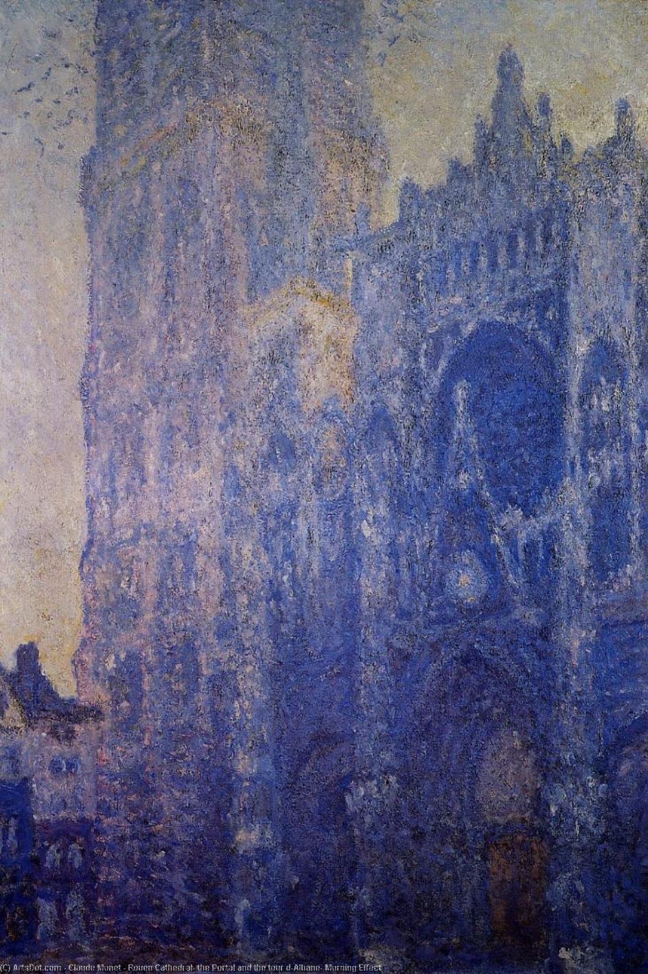 Wikioo.org - The Encyclopedia of Fine Arts - Painting, Artwork by Claude Monet - Rouen Cathedral, the Portal and the tour d'Albane, Morning Effect