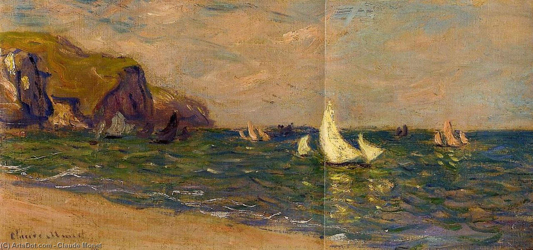 WikiOO.org - Encyclopedia of Fine Arts - Maalaus, taideteos Claude Monet - Sailboats at Sea, Pourville