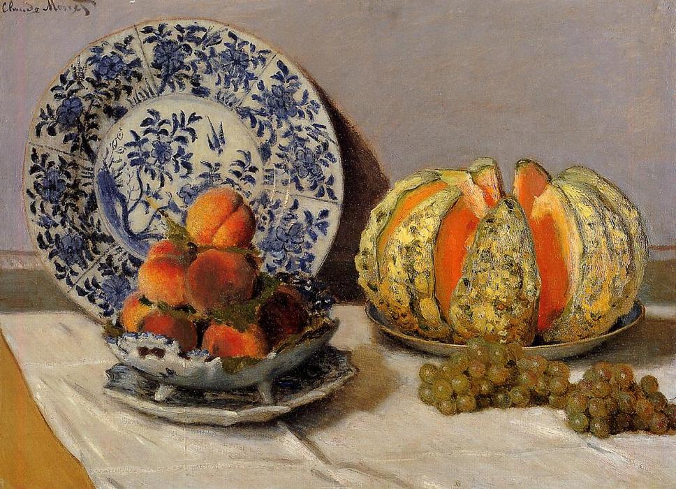Wikioo.org - Bách khoa toàn thư về mỹ thuật - Vẽ tranh, Tác phẩm nghệ thuật Claude Monet - Still Life with Melon