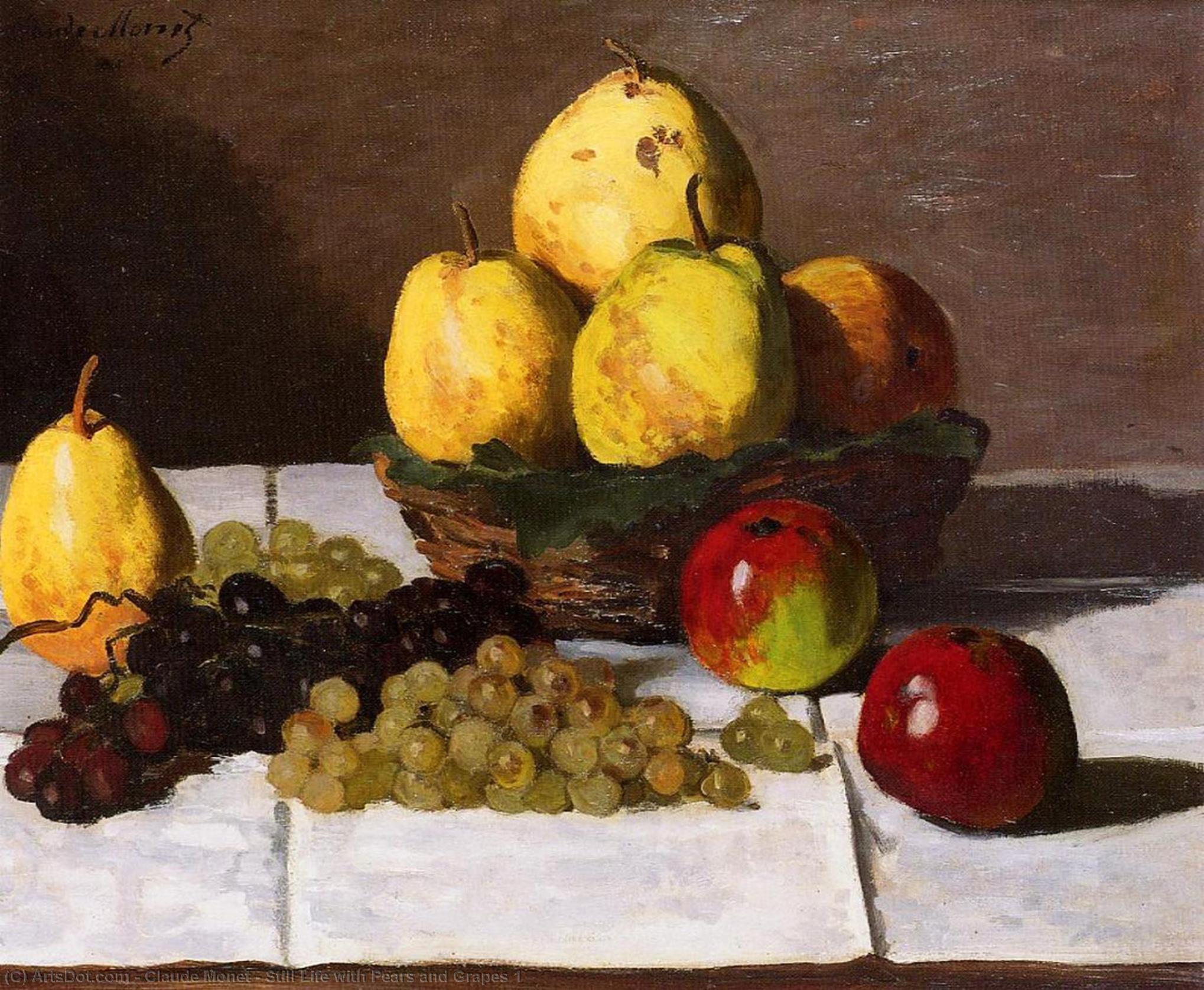 WikiOO.org - Encyclopedia of Fine Arts - Schilderen, Artwork Claude Monet - Still Life with Pears and Grapes 1