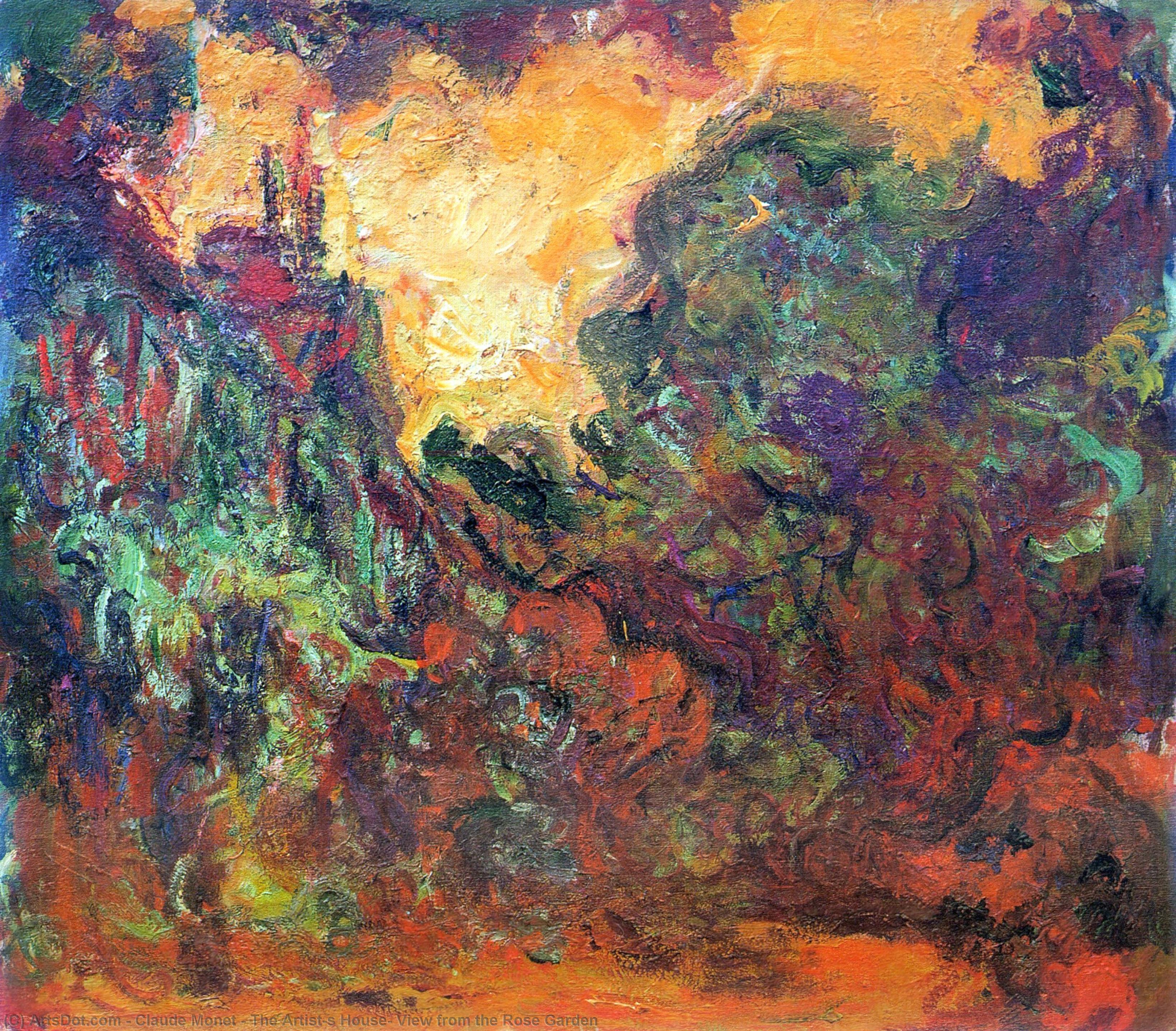 Wikoo.org - موسوعة الفنون الجميلة - اللوحة، العمل الفني Claude Monet - The Artist's House, View from the Rose Garden