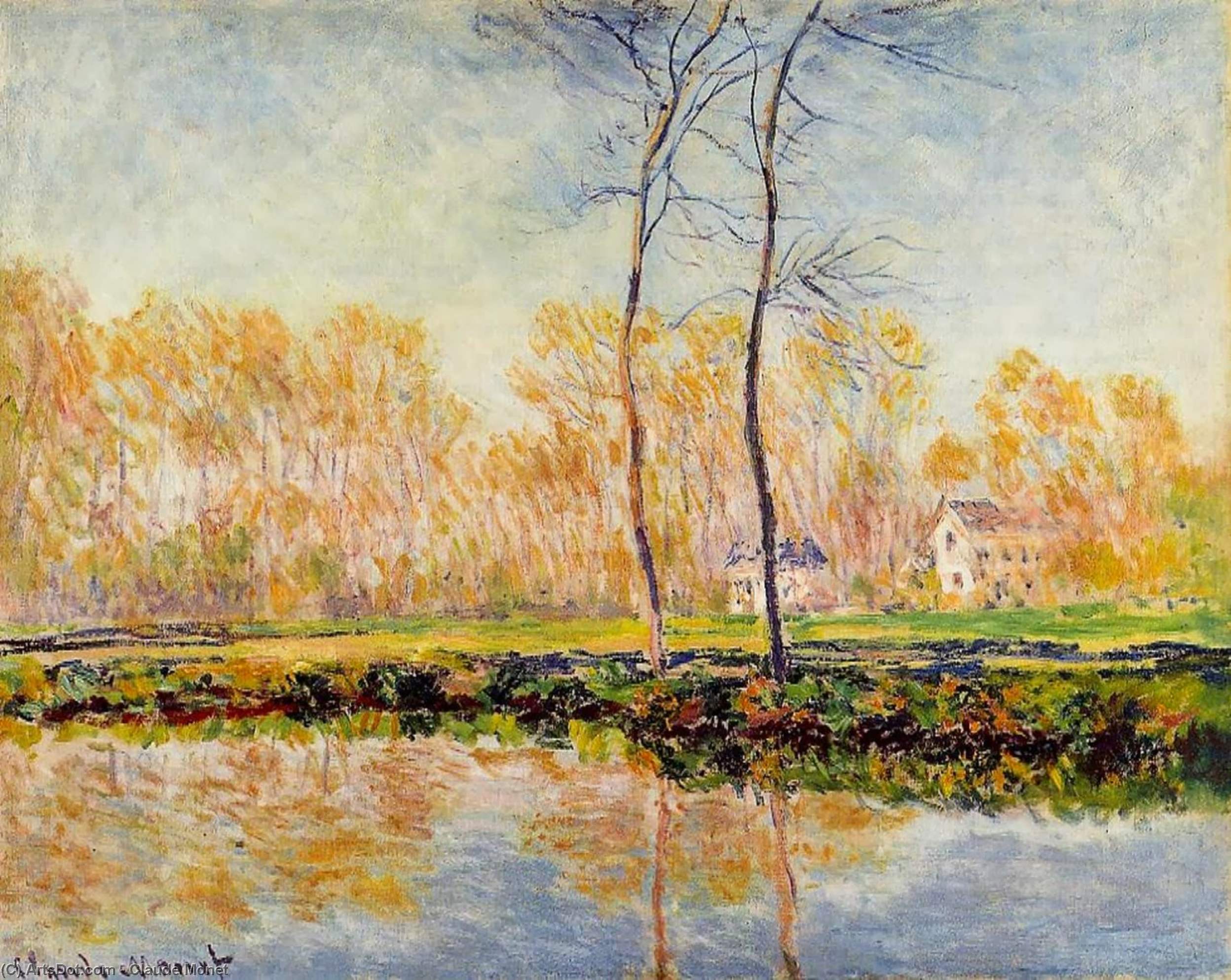 Wikoo.org - موسوعة الفنون الجميلة - اللوحة، العمل الفني Claude Monet - The Banks of the River Epte at Giverny