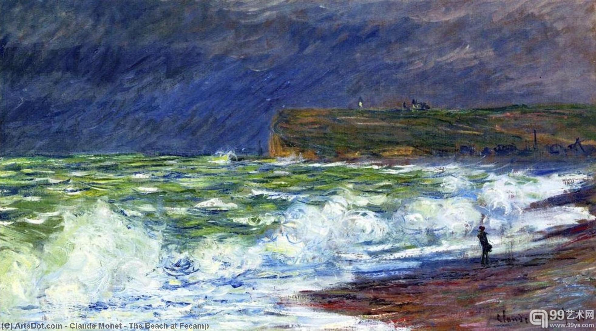 Wikioo.org - The Encyclopedia of Fine Arts - Painting, Artwork by Claude Monet - The Beach at Fecamp
