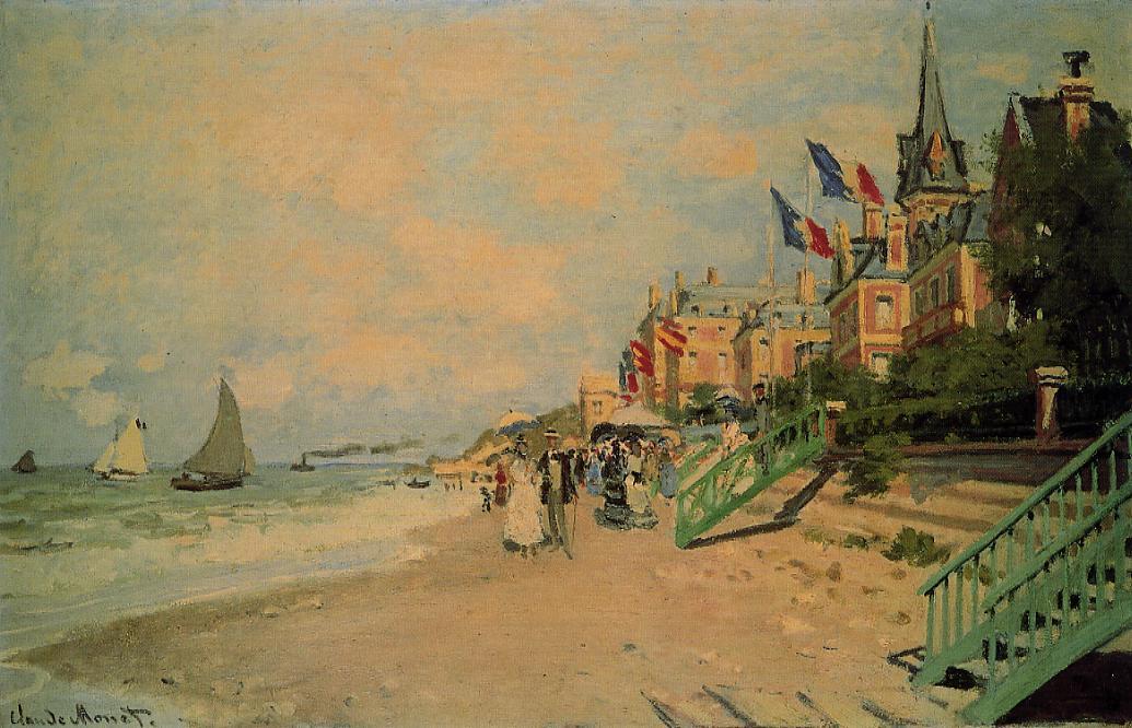 Wikioo.org - สารานุกรมวิจิตรศิลป์ - จิตรกรรม Claude Monet - The Beach at Trouville 1