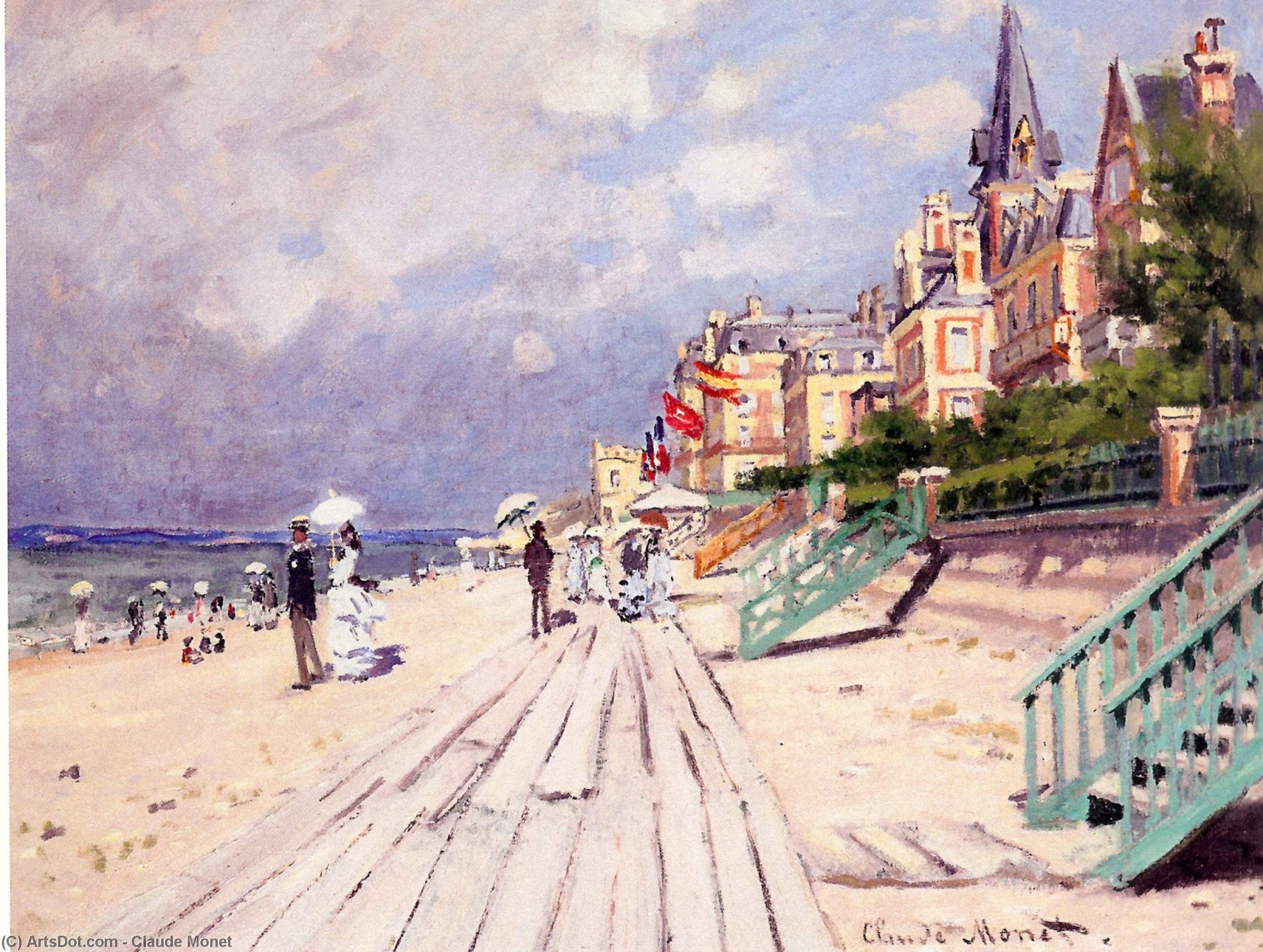 Wikioo.org - The Encyclopedia of Fine Arts - Painting, Artwork by Claude Monet - The Boardwalk at Trouville