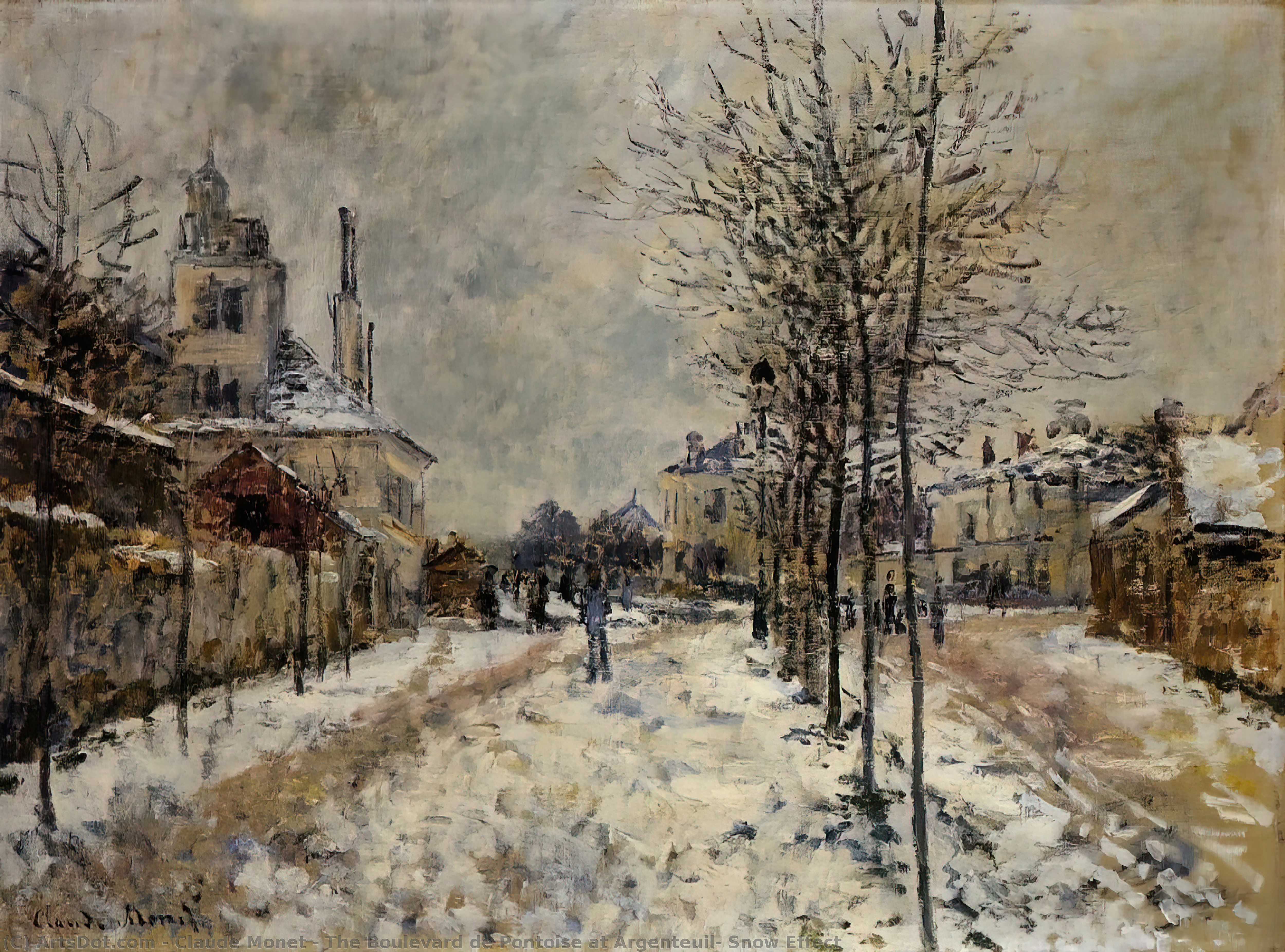 Wikoo.org - موسوعة الفنون الجميلة - اللوحة، العمل الفني Claude Monet - The Boulevard de Pontoise at Argenteuil, Snow Effect