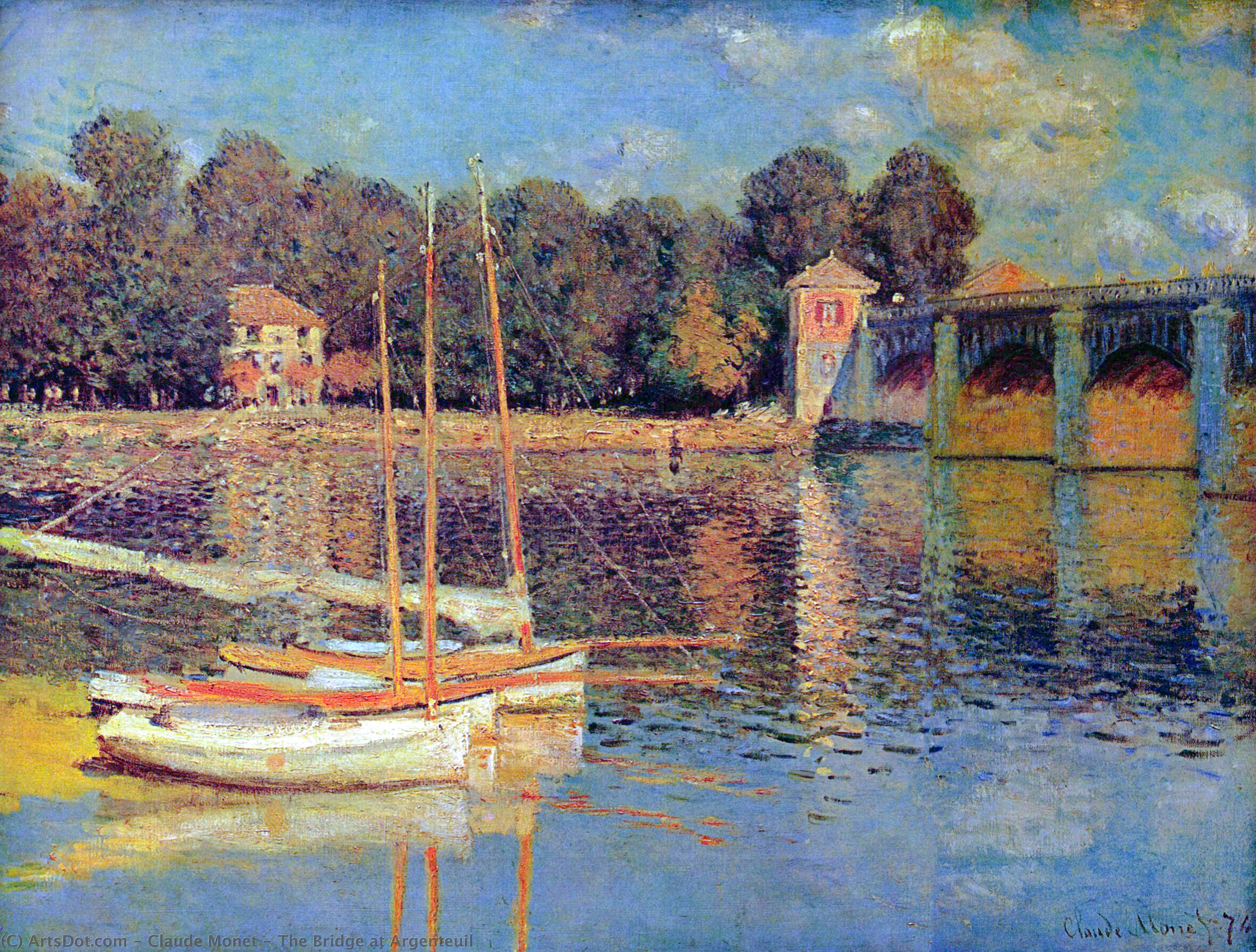 Wikoo.org - موسوعة الفنون الجميلة - اللوحة، العمل الفني Claude Monet - The Bridge at Argenteuil