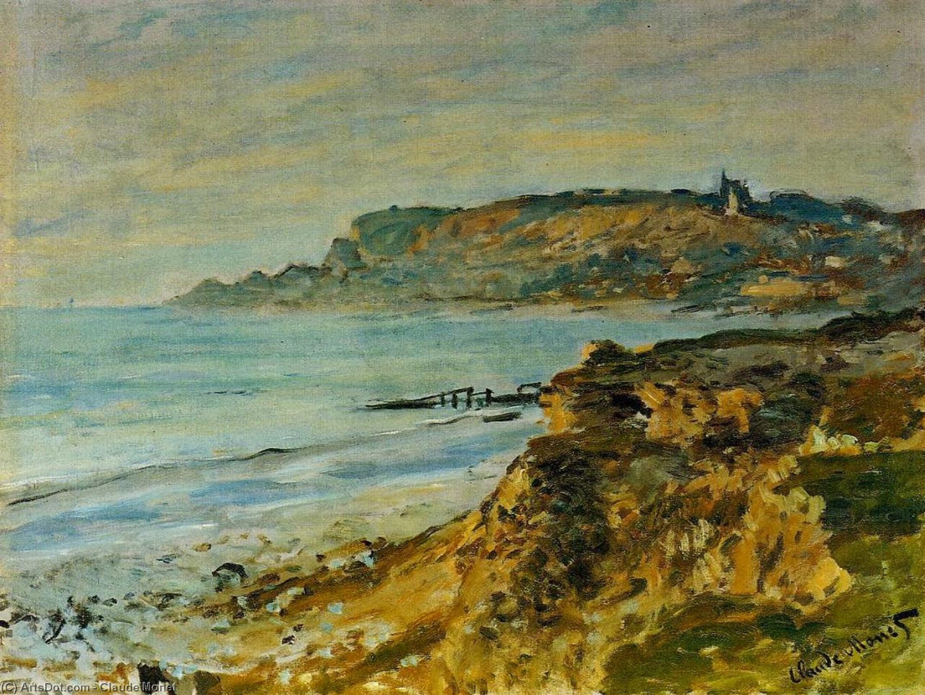Wikioo.org - The Encyclopedia of Fine Arts - Painting, Artwork by Claude Monet - The Cliff at Sainte-Adresse
