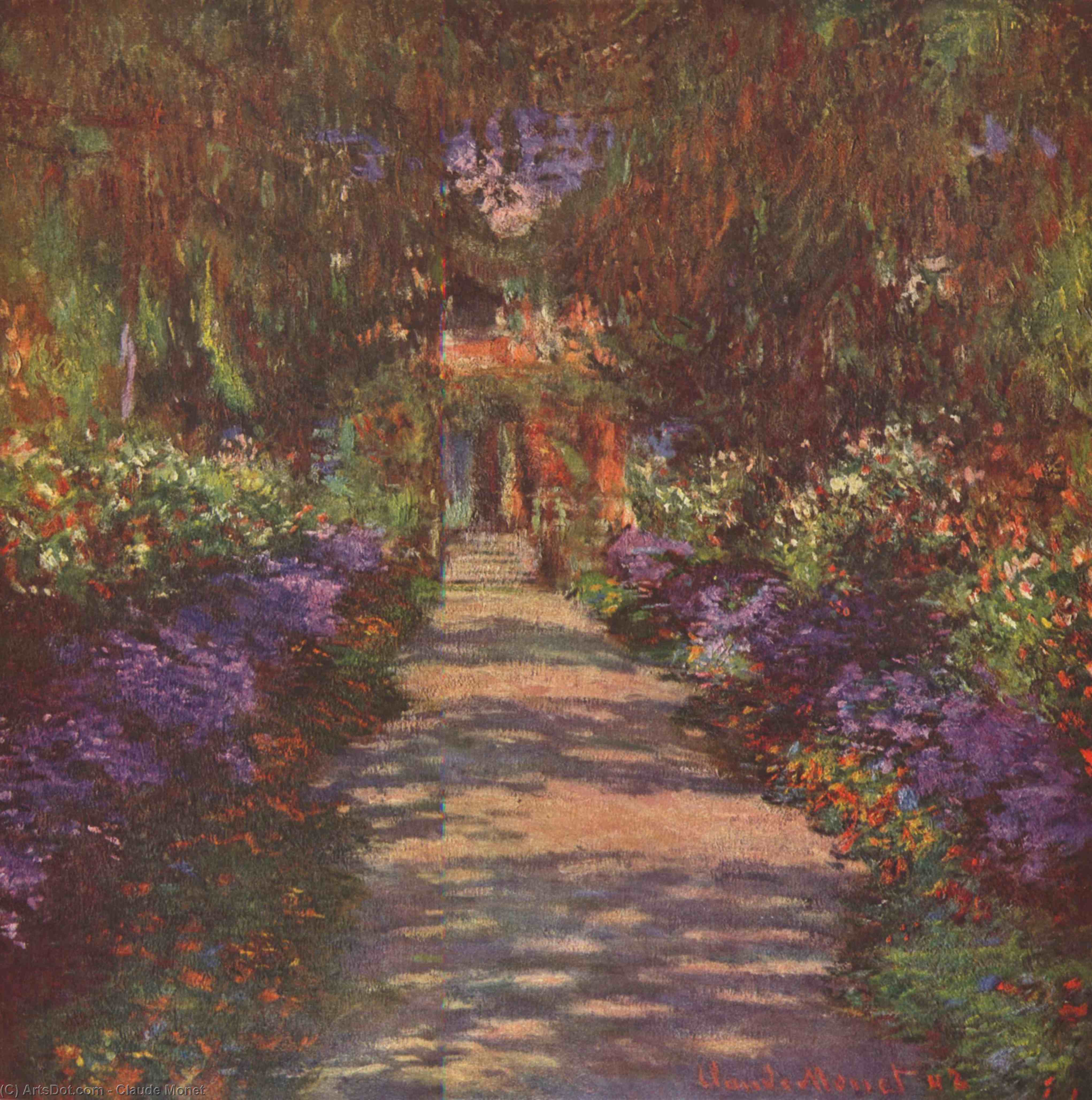 Wikioo.org - Encyklopedia Sztuk Pięknych - Malarstwo, Grafika Claude Monet - The Main Path at Giverny
