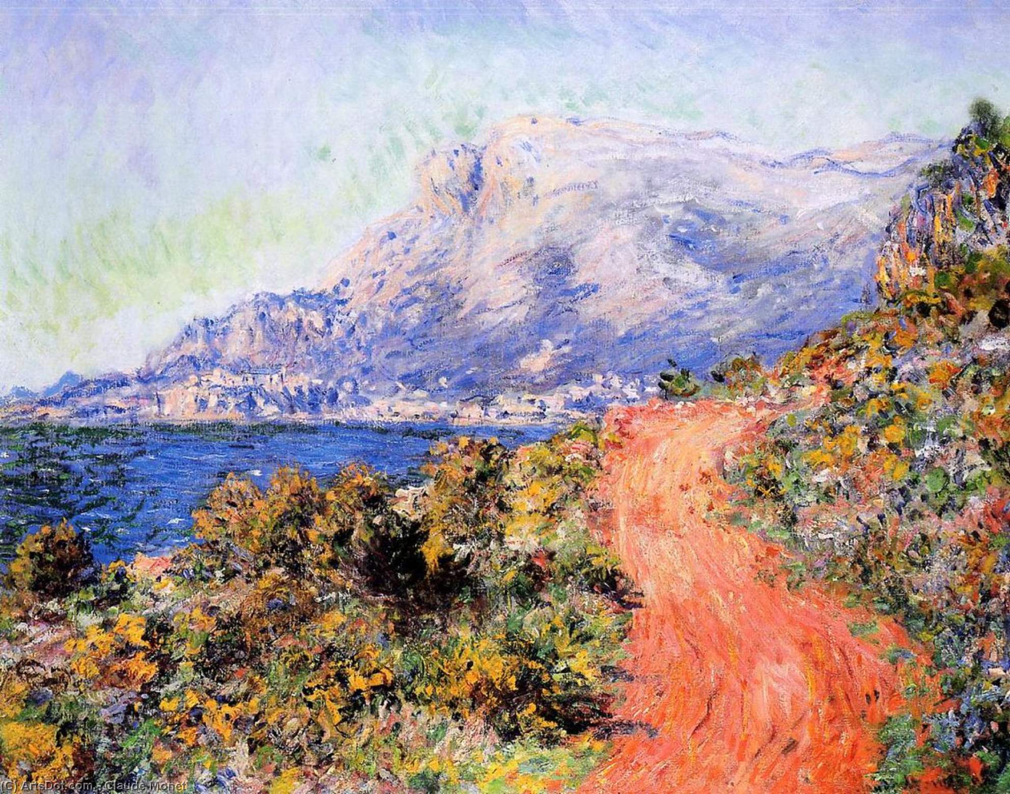 Wikioo.org - Die Enzyklopädie bildender Kunst - Malerei, Kunstwerk von Claude Monet - der rote straße nahe menton
