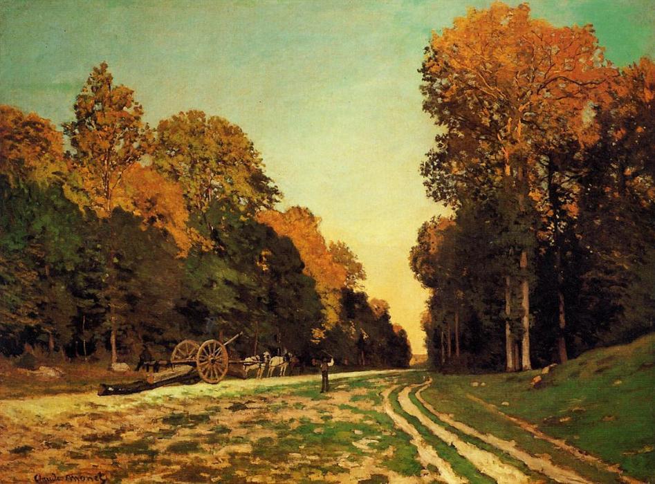 WikiOO.org - Enciklopedija dailės - Tapyba, meno kuriniai Claude Monet - The Road from Chailly to Fontainebleau