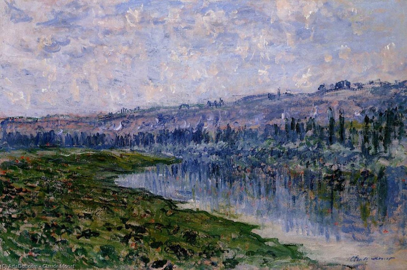 Wikioo.org - The Encyclopedia of Fine Arts - Painting, Artwork by Claude Monet - The Seine and the Chaantemesle Hills