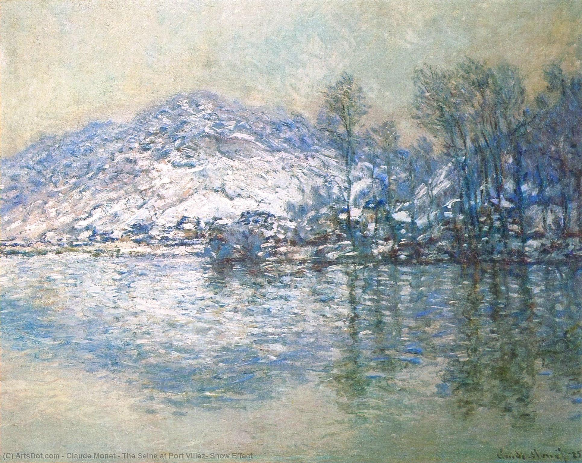 Wikioo.org - The Encyclopedia of Fine Arts - Painting, Artwork by Claude Monet - The Seine at Port Villez, Snow Effect