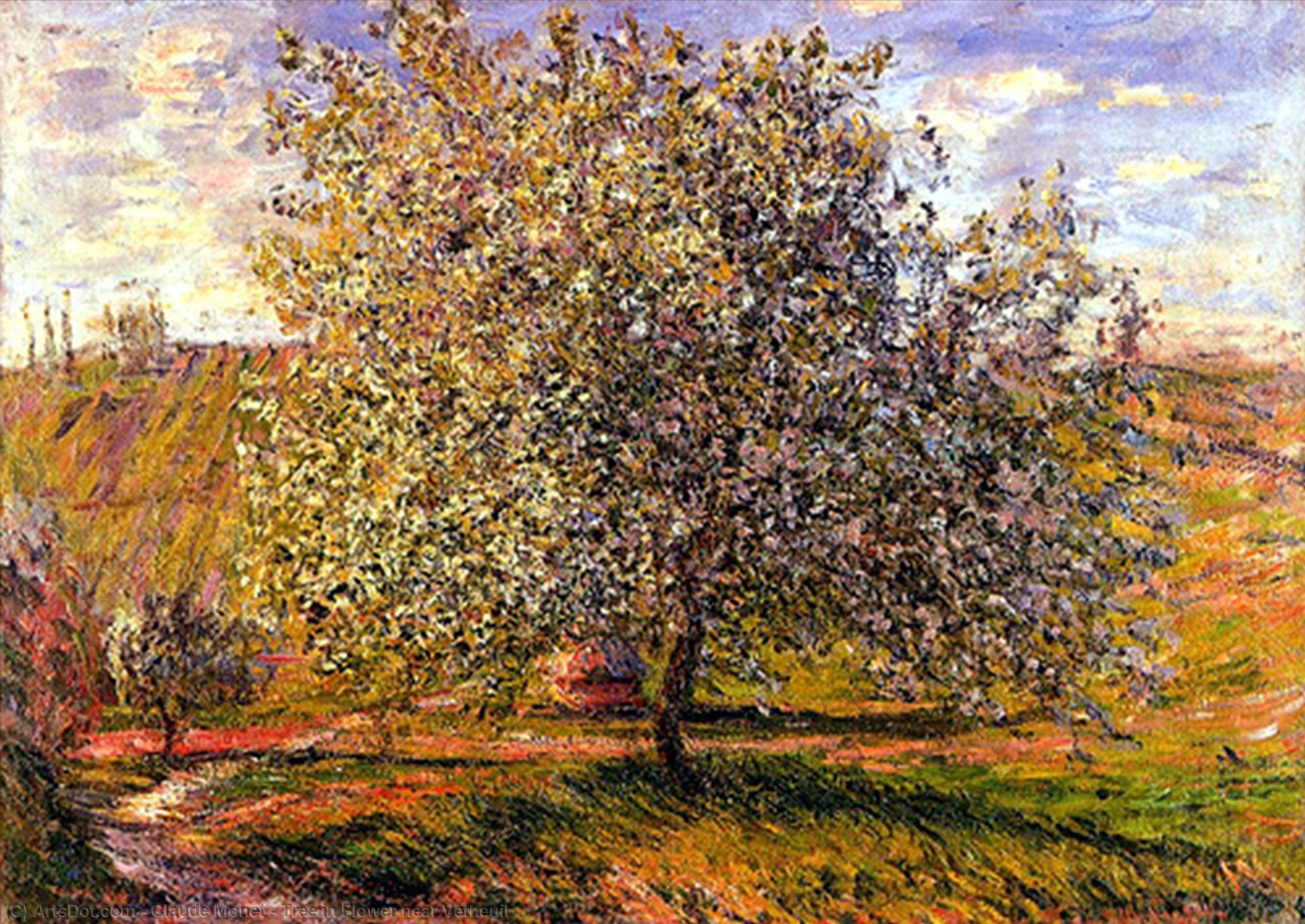 Wikioo.org – La Enciclopedia de las Bellas Artes - Pintura, Obras de arte de Claude Monet - árbol en flor cerca de vetheuil