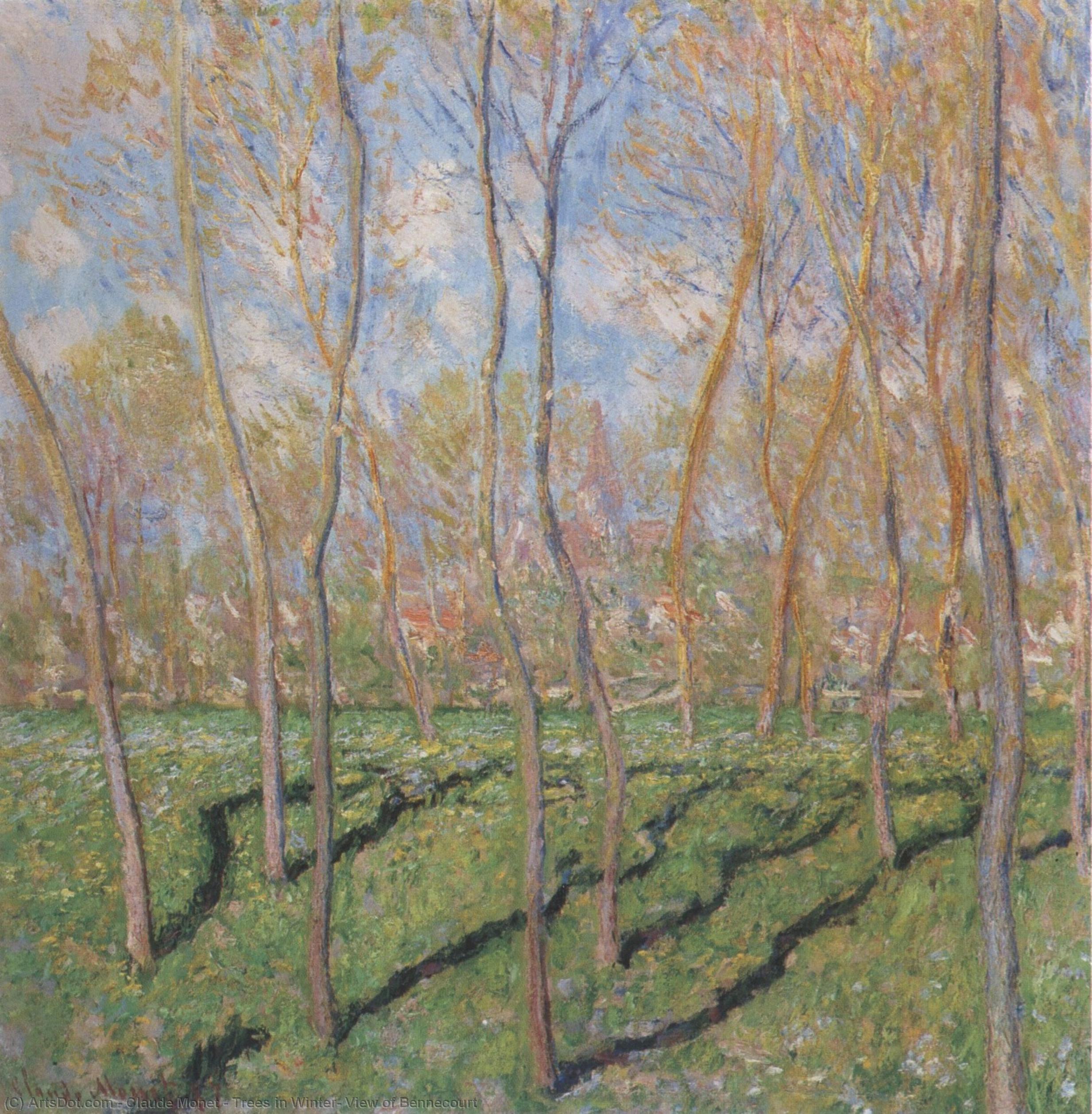 WikiOO.org – 美術百科全書 - 繪畫，作品 Claude Monet - 树 在 冬天 ,  查看 Bennecourt