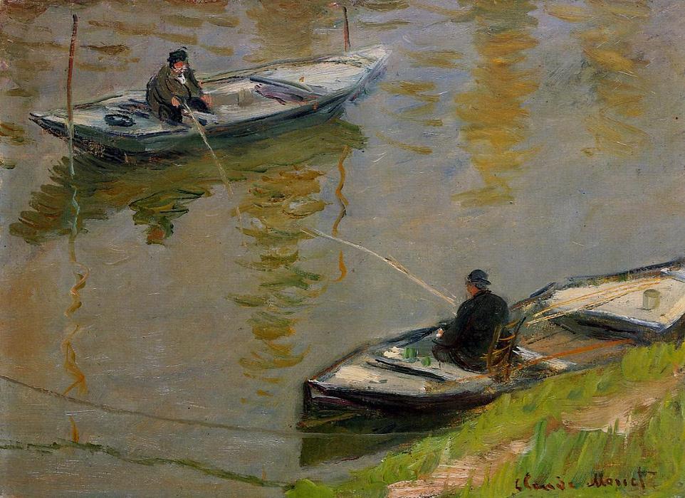 Wikioo.org - สารานุกรมวิจิตรศิลป์ - จิตรกรรม Claude Monet - Two Anglers