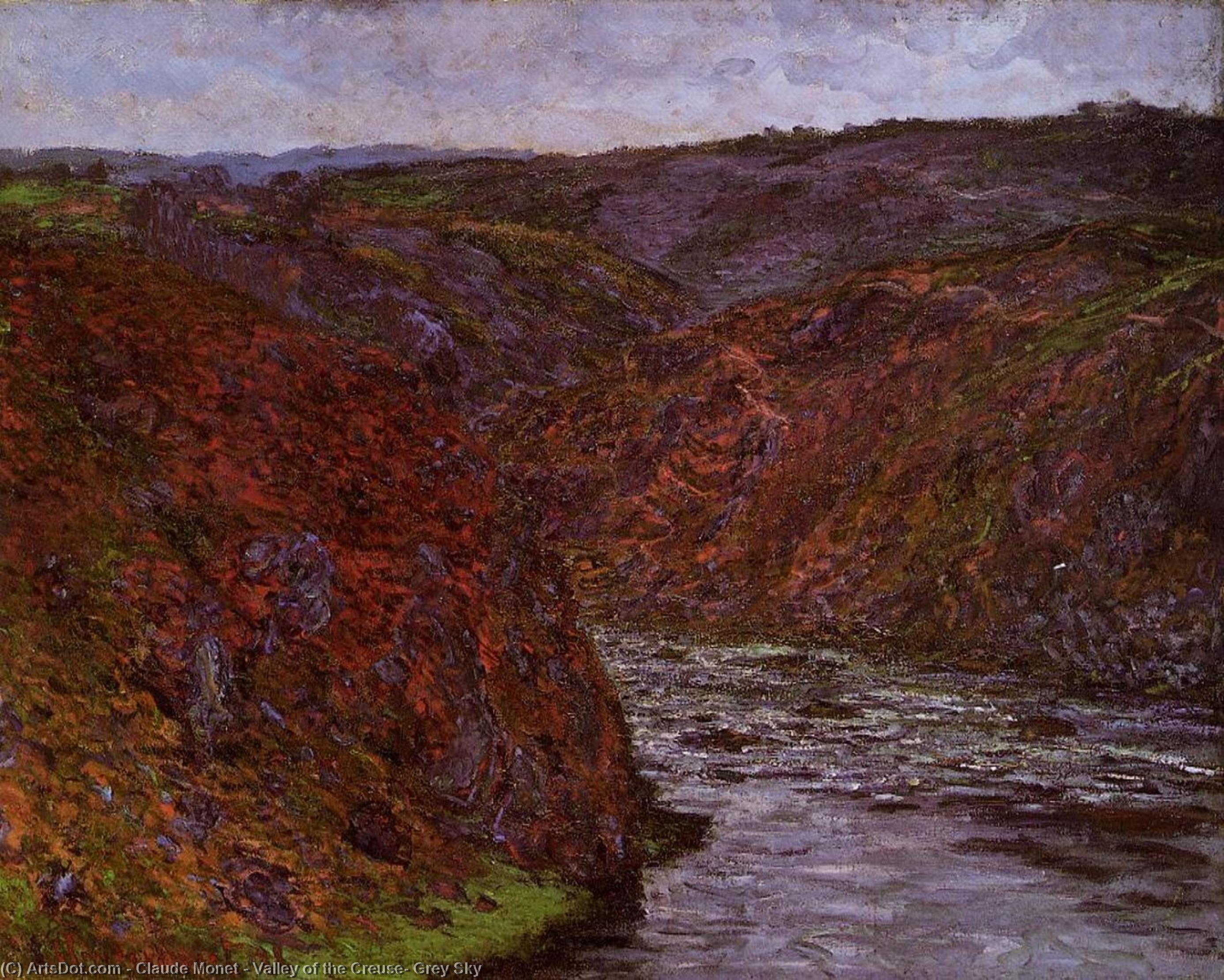 WikiOO.org - Encyclopedia of Fine Arts - Lukisan, Artwork Claude Monet - Valley of the Creuse, Grey Sky