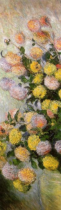 Wikoo.org - موسوعة الفنون الجميلة - اللوحة، العمل الفني Claude Monet - Vase of Dahlias