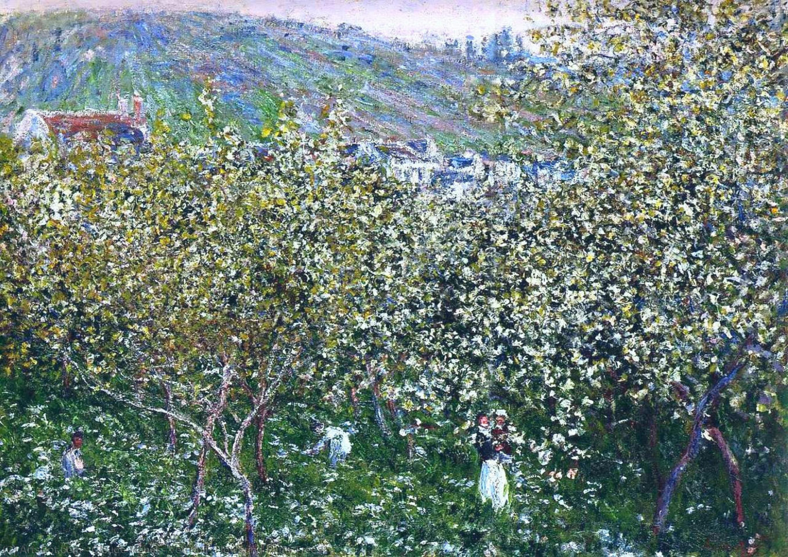 Wikioo.org - The Encyclopedia of Fine Arts - Painting, Artwork by Claude Monet - Vetheuil, Flowering Plum Trees