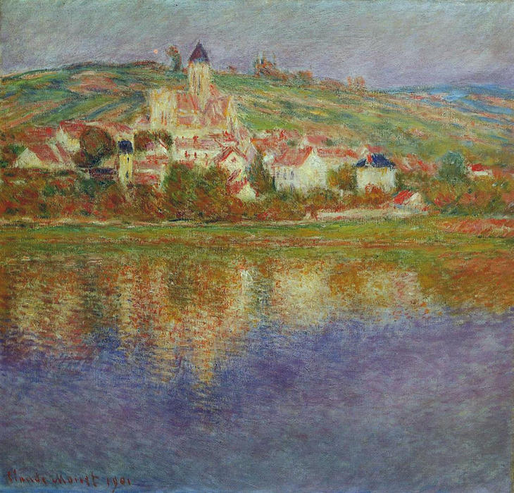 WikiOO.org - Encyclopedia of Fine Arts - Lukisan, Artwork Claude Monet - Vetheuil, Pink Effect