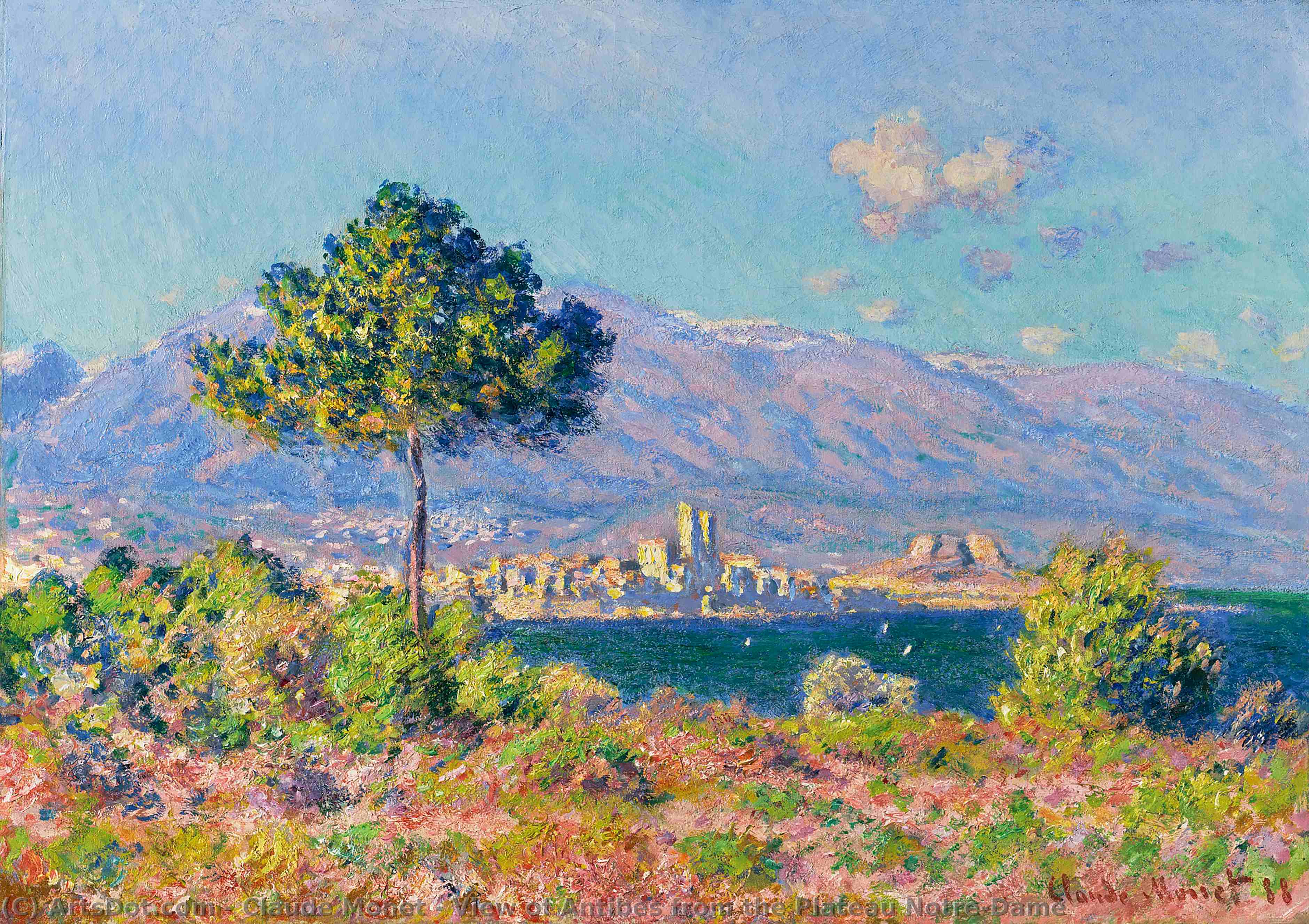 Wikoo.org - موسوعة الفنون الجميلة - اللوحة، العمل الفني Claude Monet - View of Antibes from the Plateau Notre-Dame