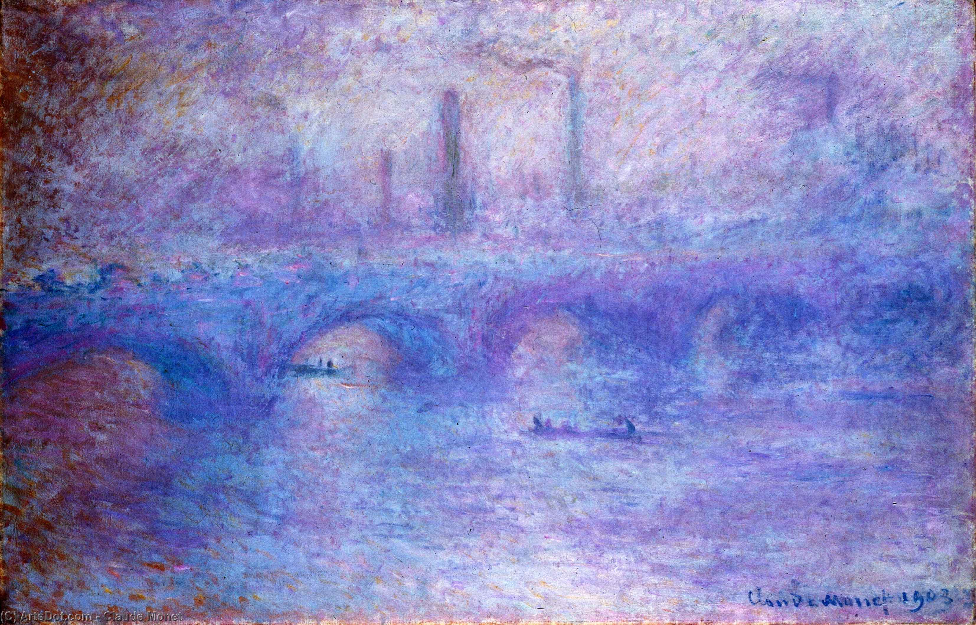 Wikioo.org - The Encyclopedia of Fine Arts - Painting, Artwork by Claude Monet - Waterloo Bridge at Sunset, Pink Effect