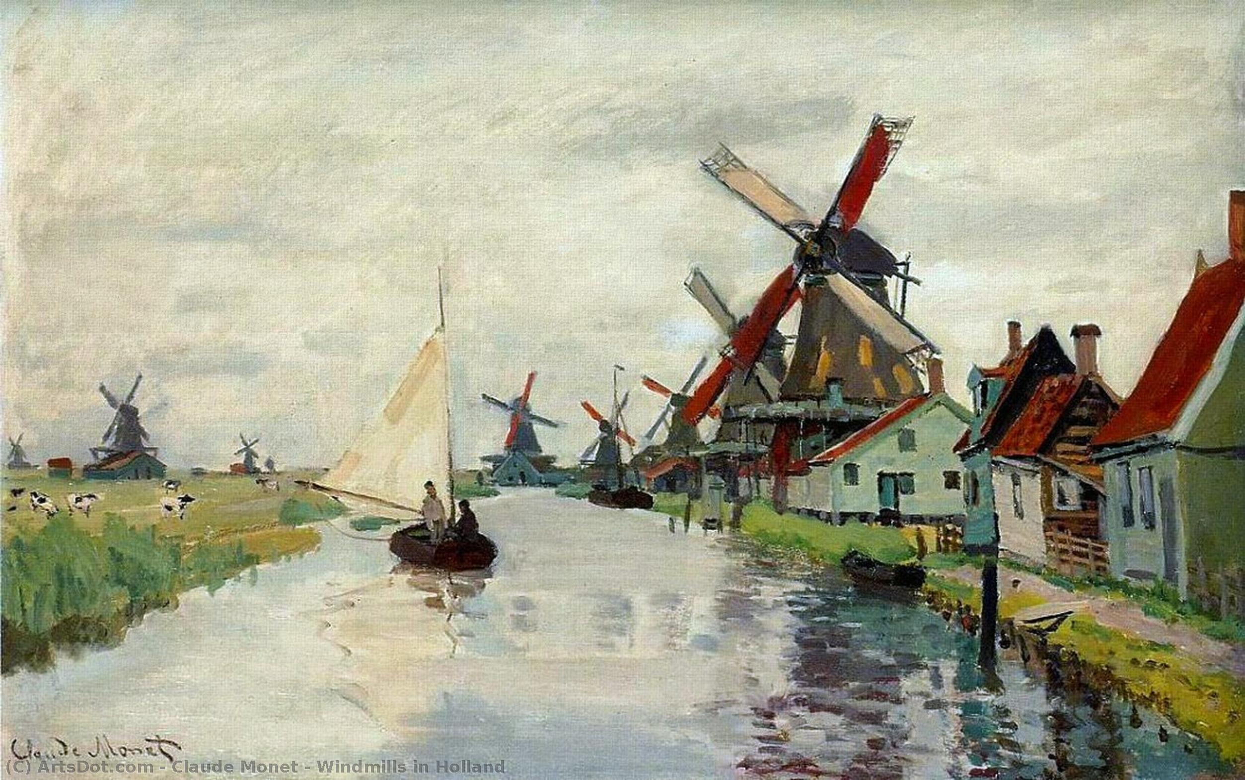 WikiOO.org - Encyclopedia of Fine Arts - Malba, Artwork Claude Monet - Windmills in Holland