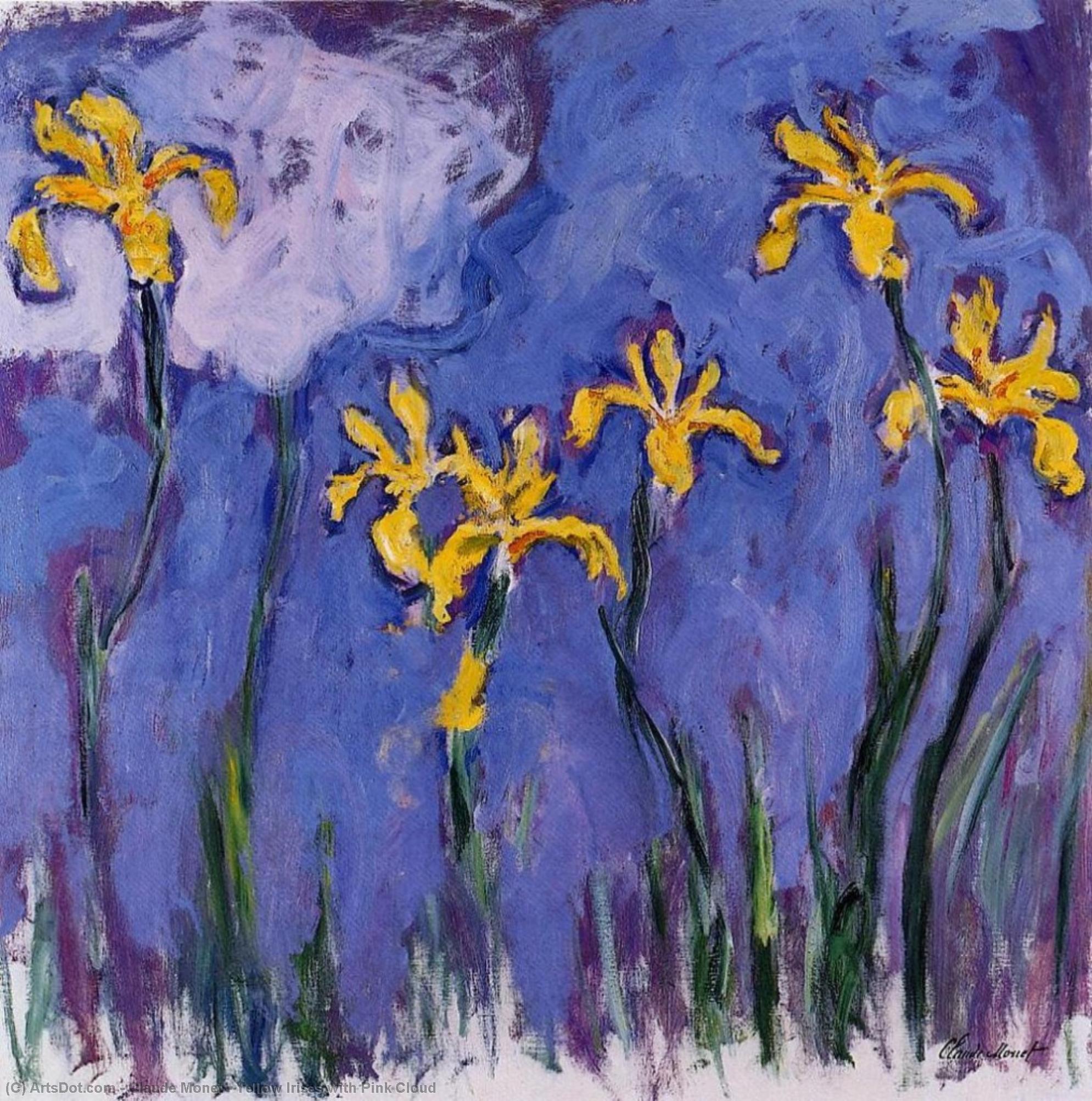 WikiOO.org - 百科事典 - 絵画、アートワーク Claude Monet - 黄色のアイリス と一緒に  ピンク  クラウド