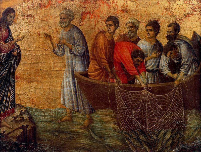 WikiOO.org - Εγκυκλοπαίδεια Καλών Τεχνών - Ζωγραφική, έργα τέχνης Duccio Di Buoninsegna - La Maestà. Aparición en el lago Tiberias