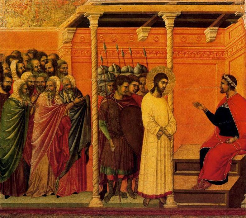 WikiOO.org - 백과 사전 - 회화, 삽화 Duccio Di Buoninsegna - La Maestá. Cristo ante Pilatos