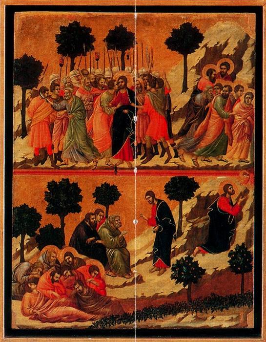 WikiOO.org - 백과 사전 - 회화, 삽화 Duccio Di Buoninsegna - La Maestá. El prendimiento de Cristo y La Oración en el huerto