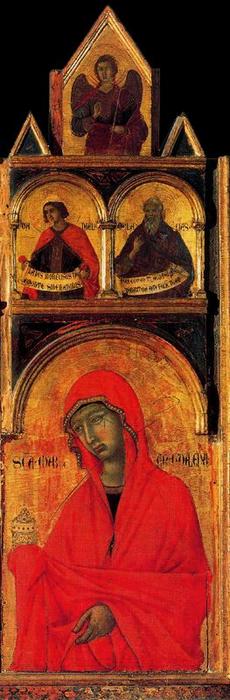 WikiOO.org - Encyclopedia of Fine Arts - Malba, Artwork Duccio Di Buoninsegna - La Virgen y el niño con Santos, Profetas y Ángeles 2