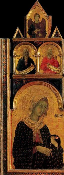 WikiOO.org - Güzel Sanatlar Ansiklopedisi - Resim, Resimler Duccio Di Buoninsegna - La Virgen y el niño con Santos, Profetas y Ángeles 4
