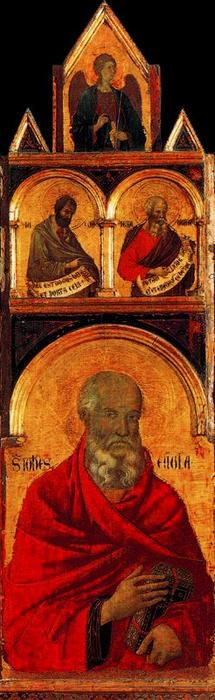 Wikioo.org - The Encyclopedia of Fine Arts - Painting, Artwork by Duccio Di Buoninsegna - La Virgen y el niño con Santos, Profetas y Ángeles