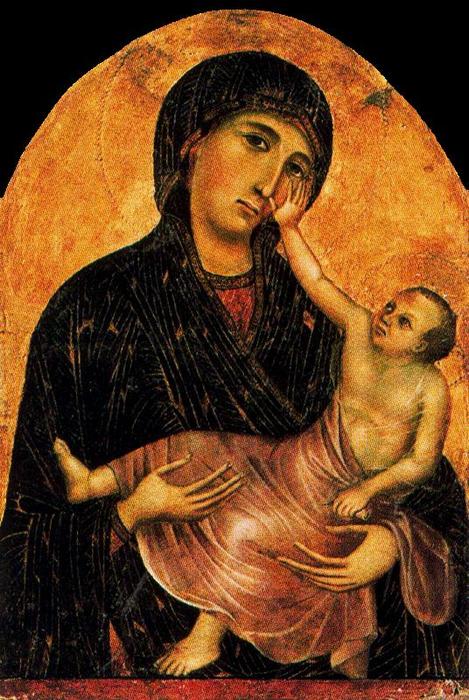 Wikioo.org - สารานุกรมวิจิตรศิลป์ - จิตรกรรม Duccio Di Buoninsegna - Virgen con el Niño 1