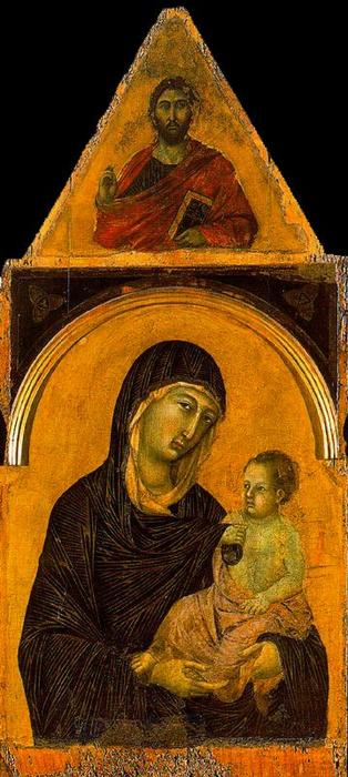 Wikioo.org – La Enciclopedia de las Bellas Artes - Pintura, Obras de arte de Duccio Di Buoninsegna - Virgen estafa niño y cuatro santos 2