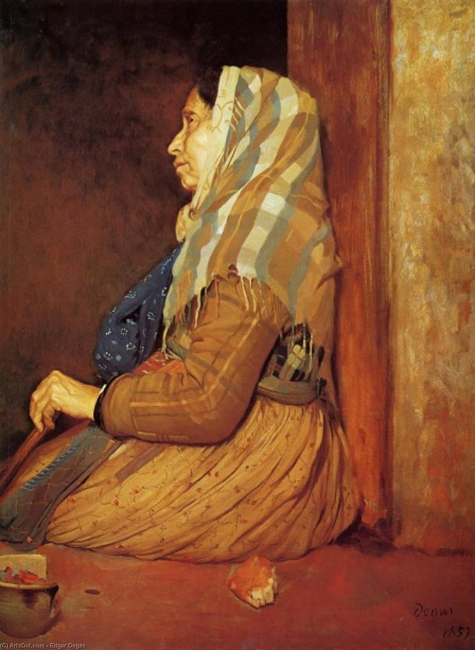 Wikioo.org - The Encyclopedia of Fine Arts - Painting, Artwork by Edgar Degas - A Roman Beggar Woman