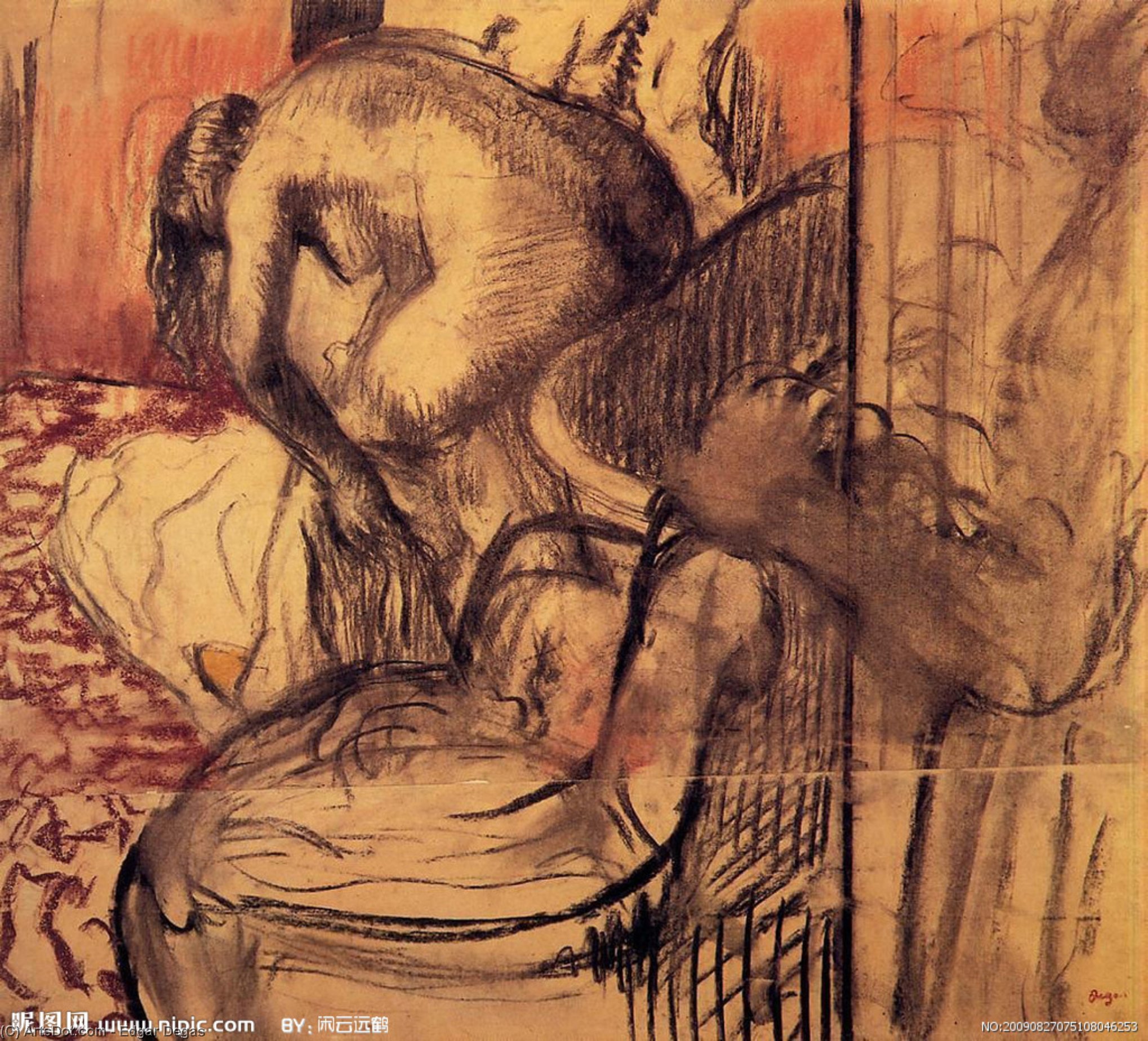Wikoo.org - موسوعة الفنون الجميلة - اللوحة، العمل الفني Edgar Degas - After the Bath (11)