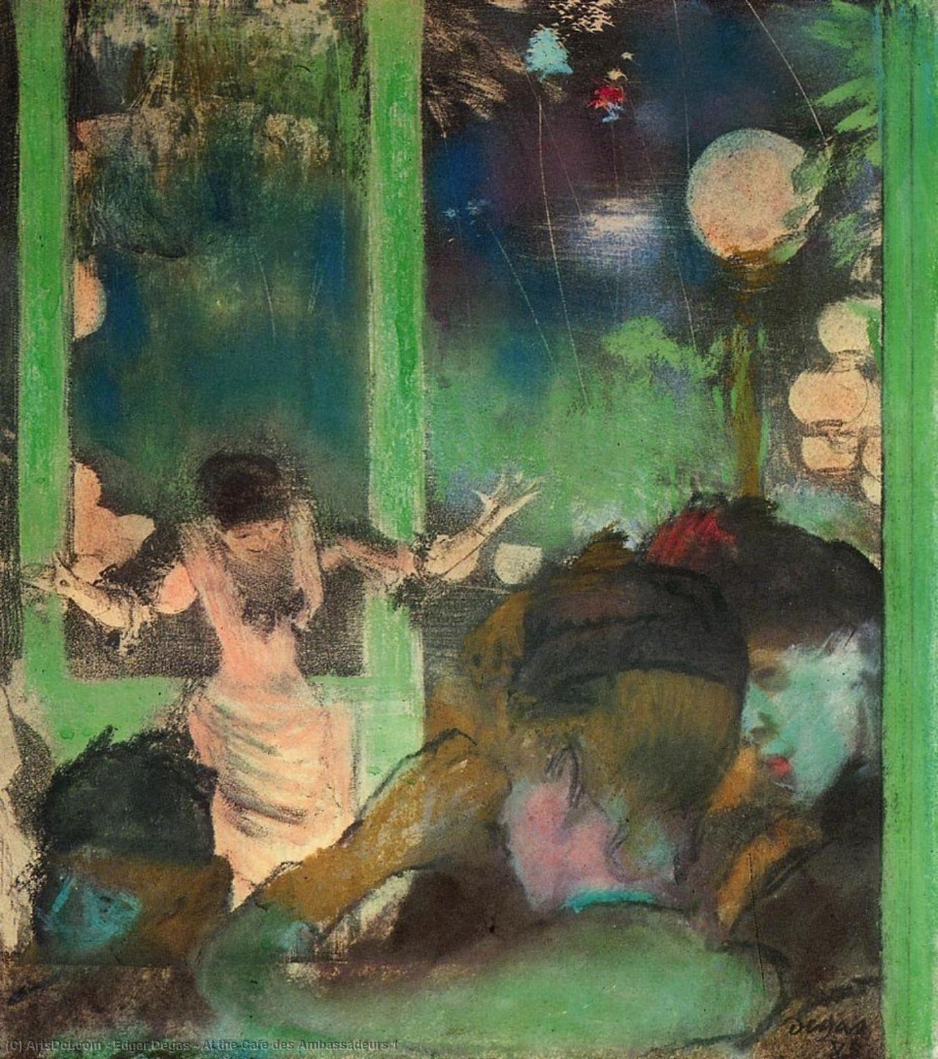 WikiOO.org - Εγκυκλοπαίδεια Καλών Τεχνών - Ζωγραφική, έργα τέχνης Edgar Degas - At the Cafe des Ambassadeurs 1