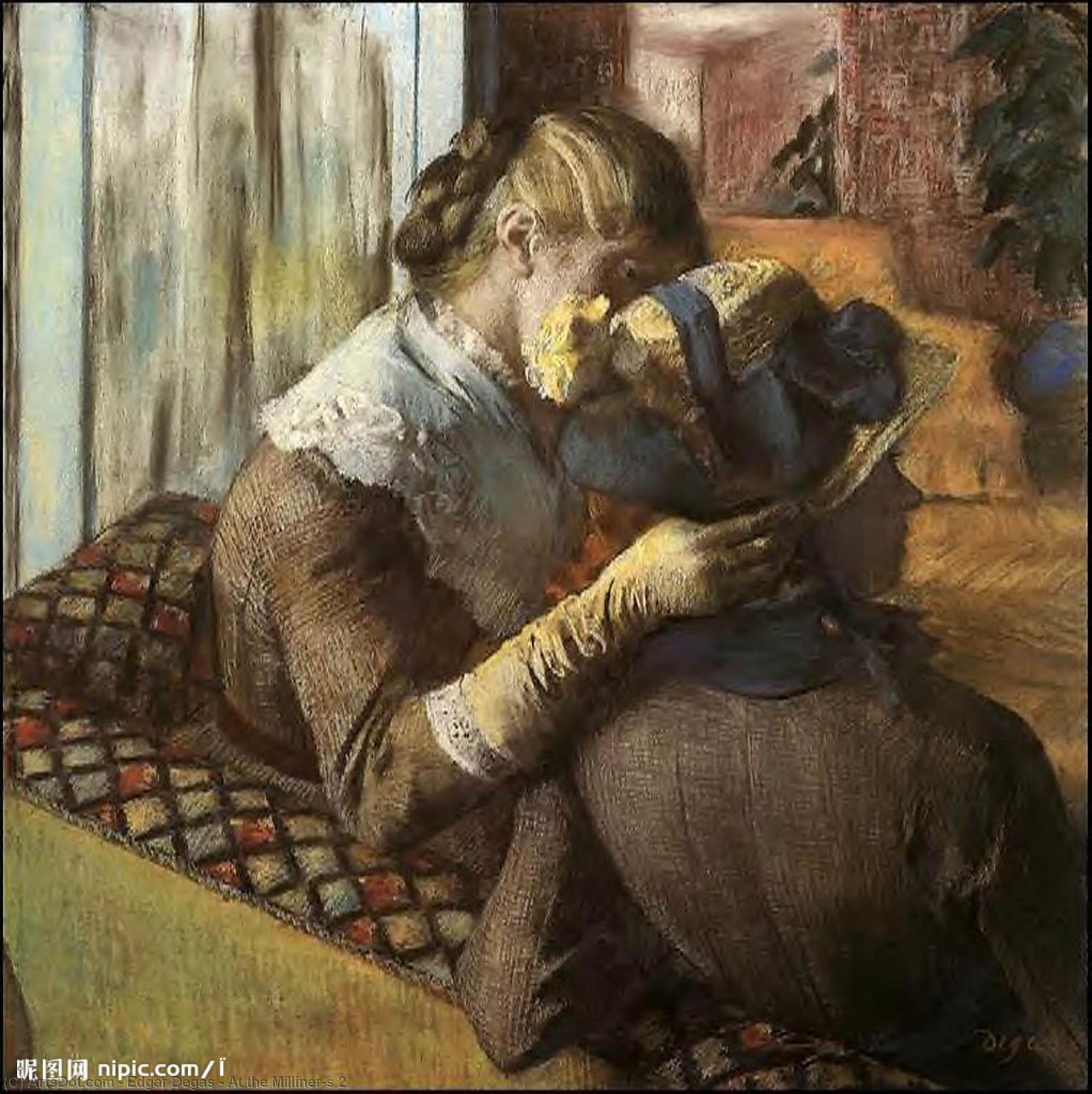 WikiOO.org – 美術百科全書 - 繪畫，作品 Edgar Degas - 在女帽的 2