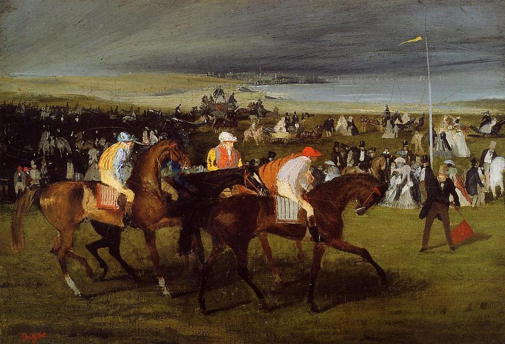Wikioo.org - The Encyclopedia of Fine Arts - Painting, Artwork by Edgar Degas - At the Races. the Start